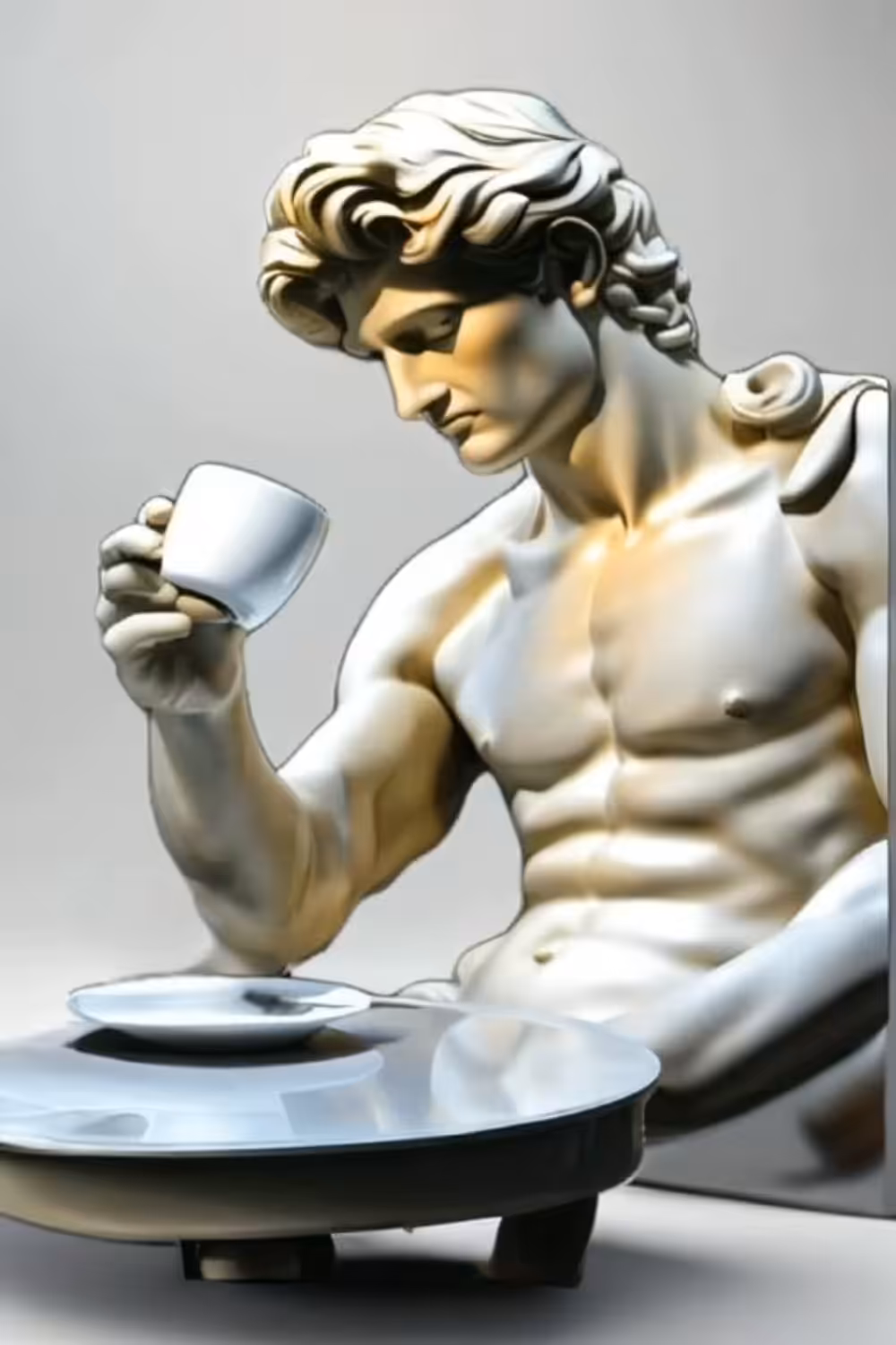 FAMOUS SCULPTURES: GM! Feels good man (Michelangelo's David) - Marble Sculpture