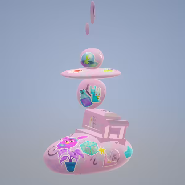 Stacked Reverse Pink Marble Stones