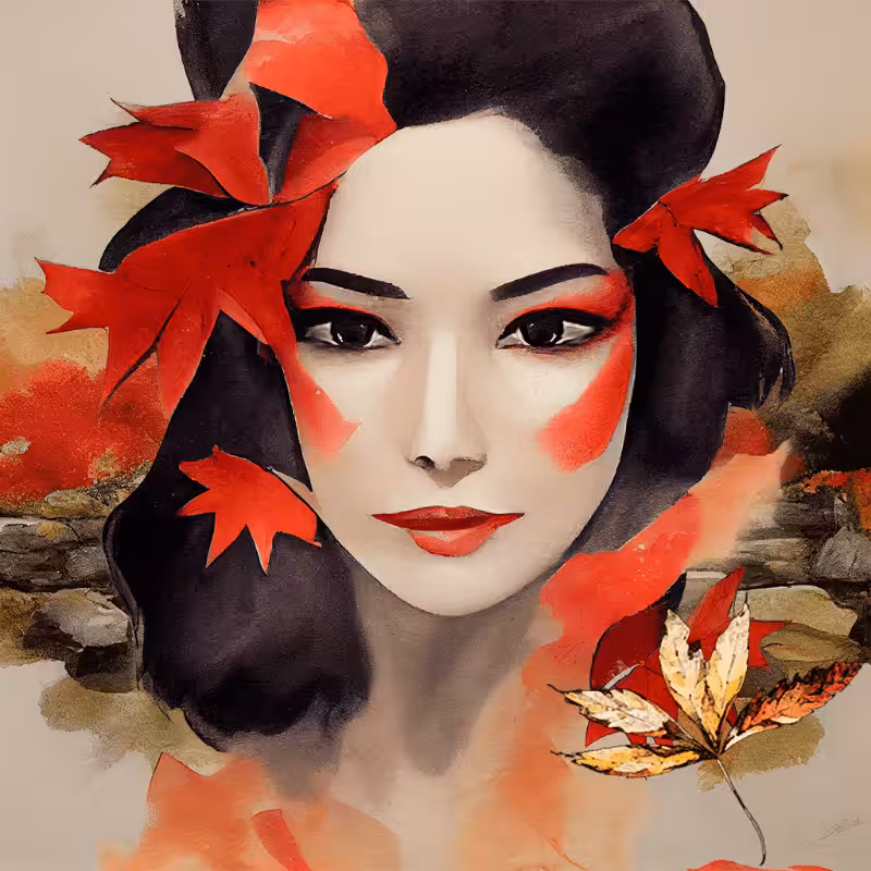 Geisha and Autumn Leaves #5