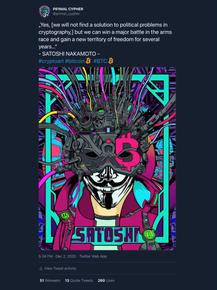 Physical Satoshi Nakamoto Tweet Print