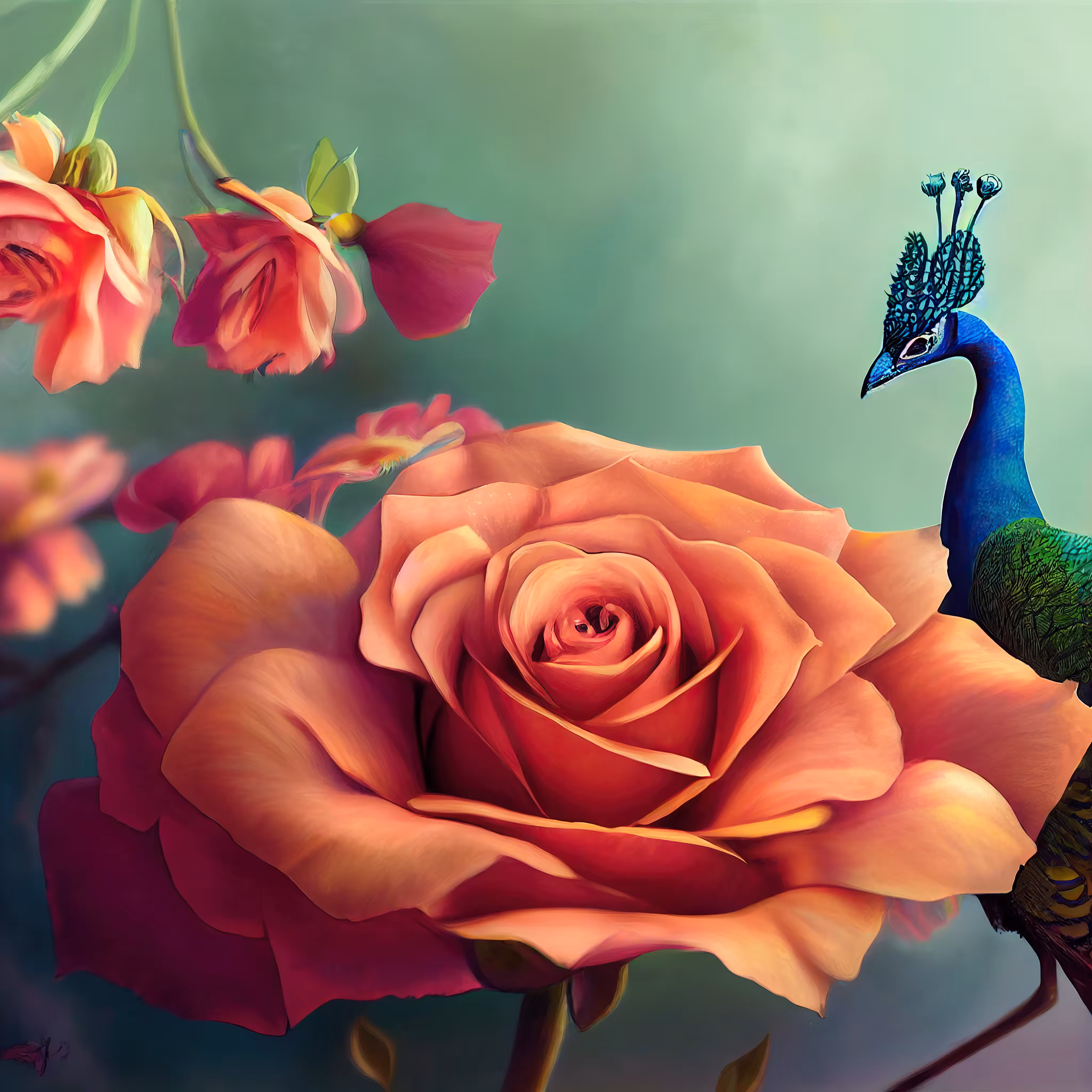 Peacock and the Rose