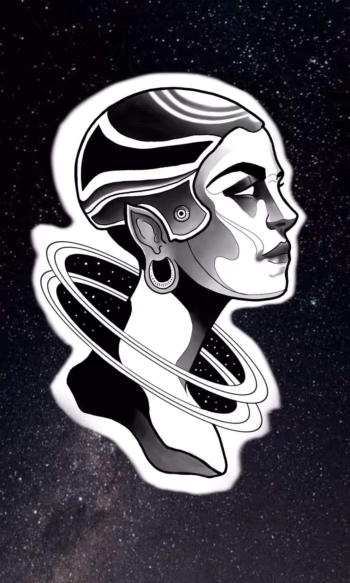 SKYLINE 2050 - the human of the future half human and half cyborg