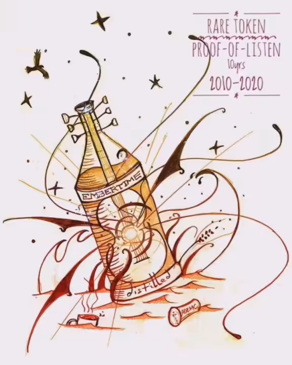 Rare 'Embertime' folk guitar token (illustrated by artist)