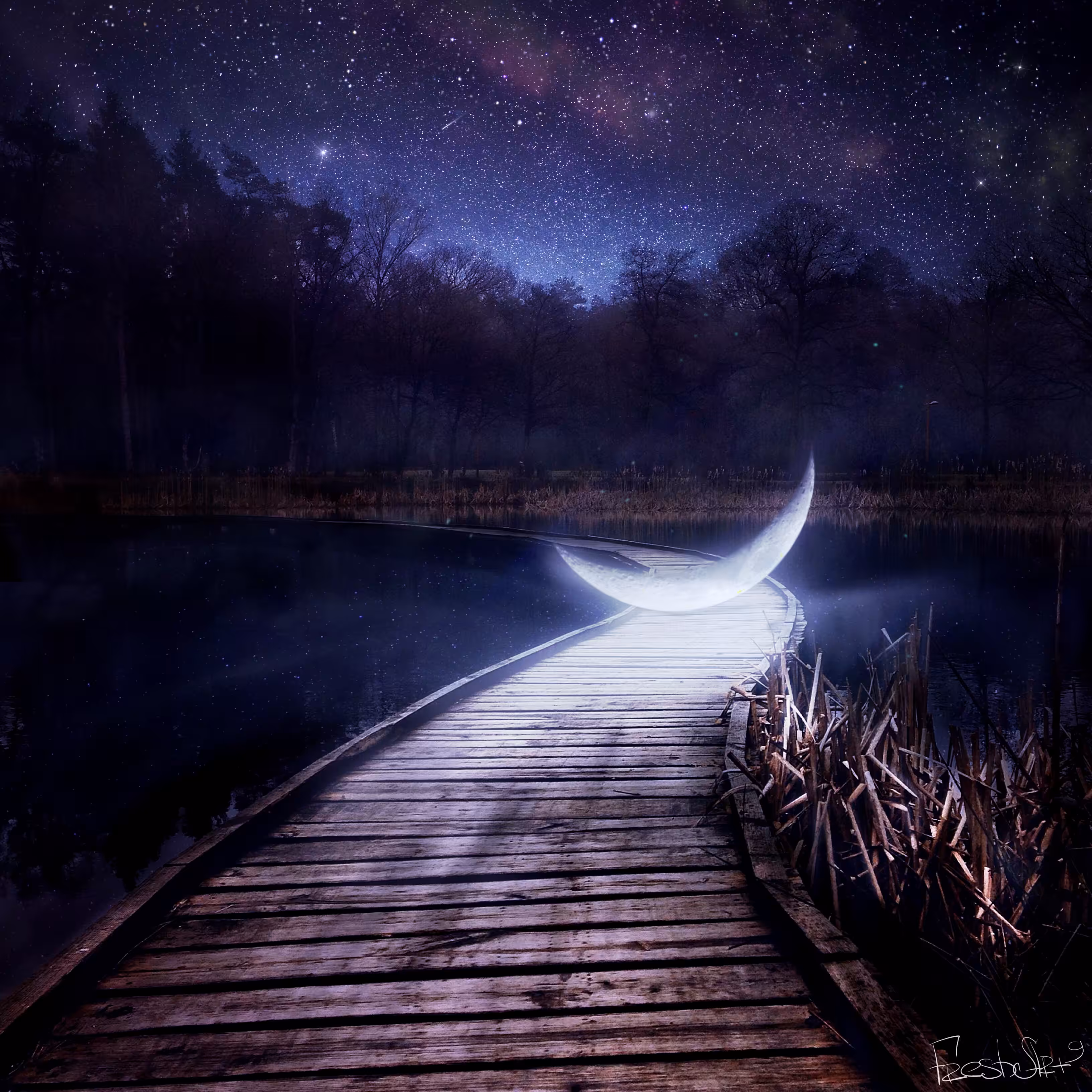 Moon on road