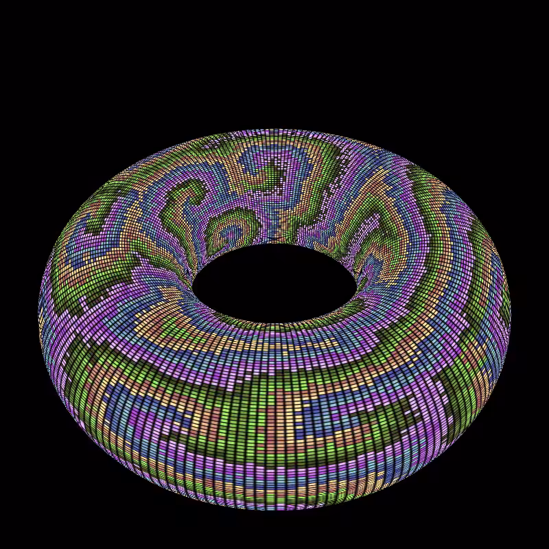 Reaction Diffusion on a Torus #16
