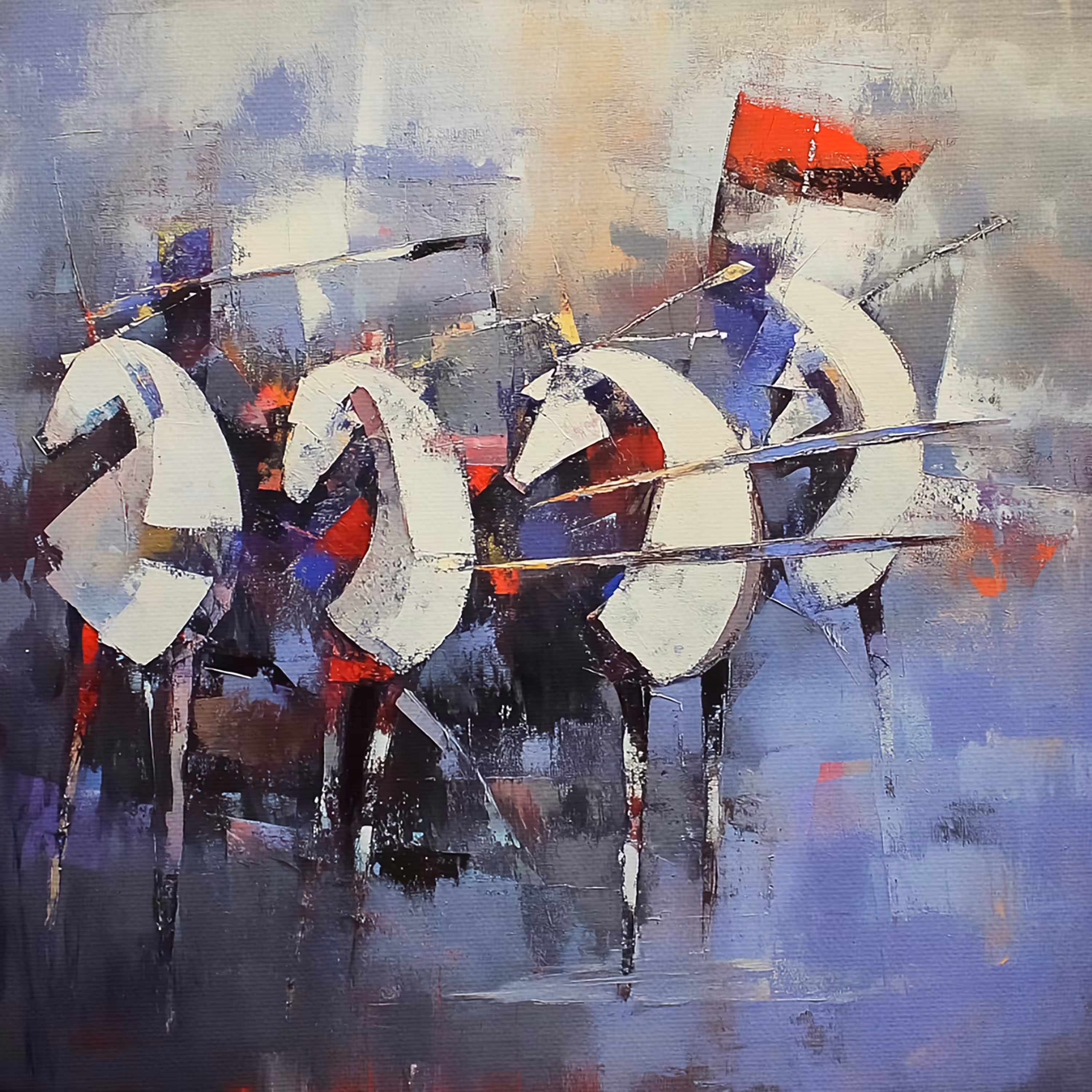 4 horses at sunset
