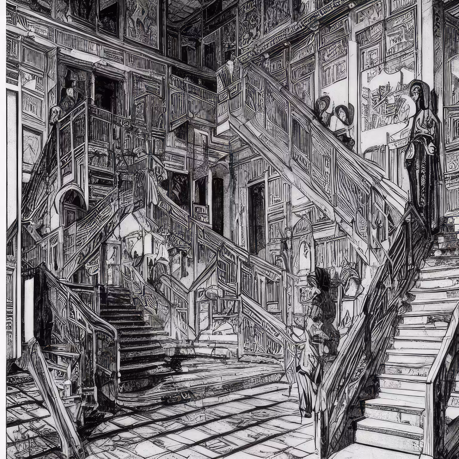 Woodcut Stairway
