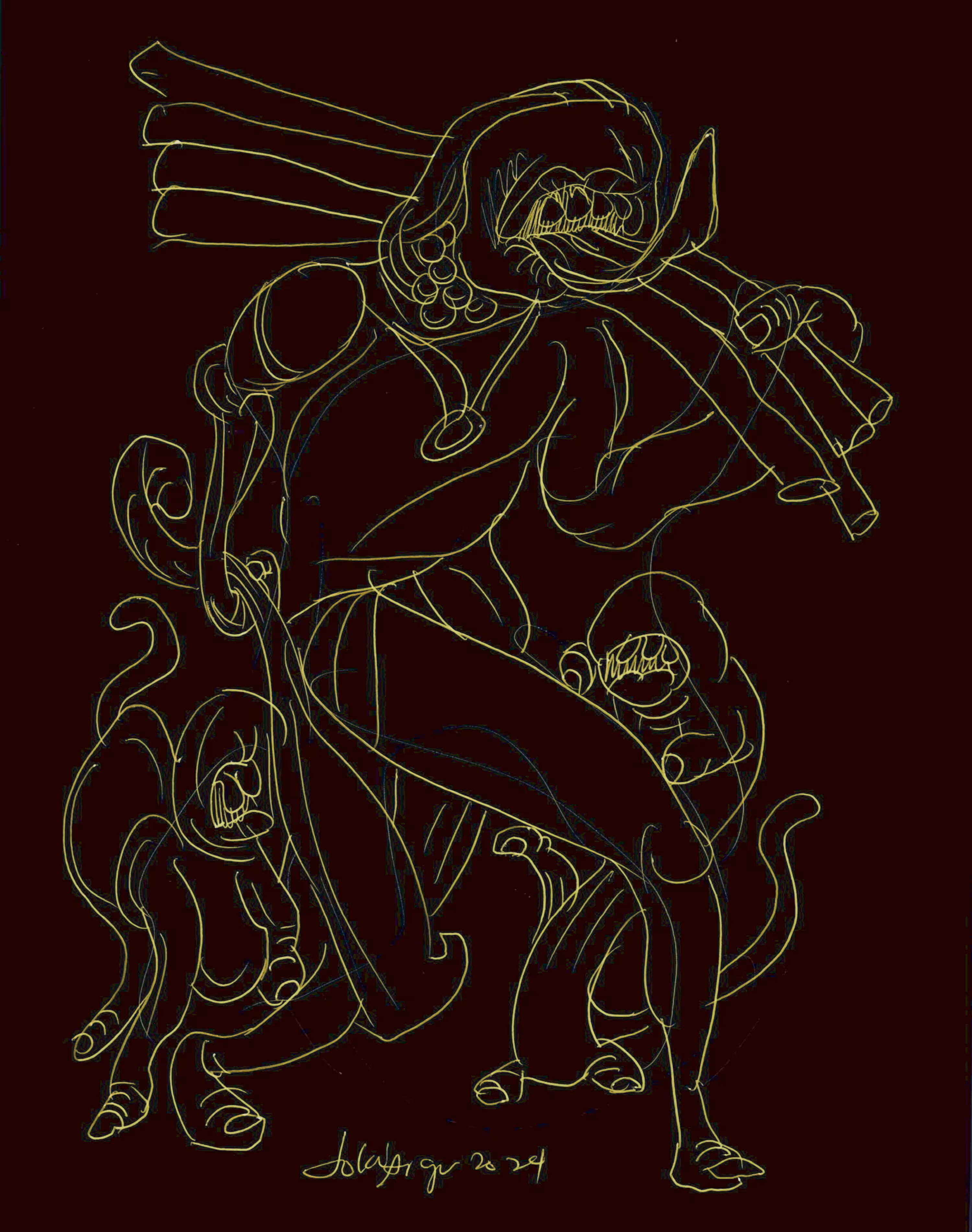Wood gatherer and 2 dogs
