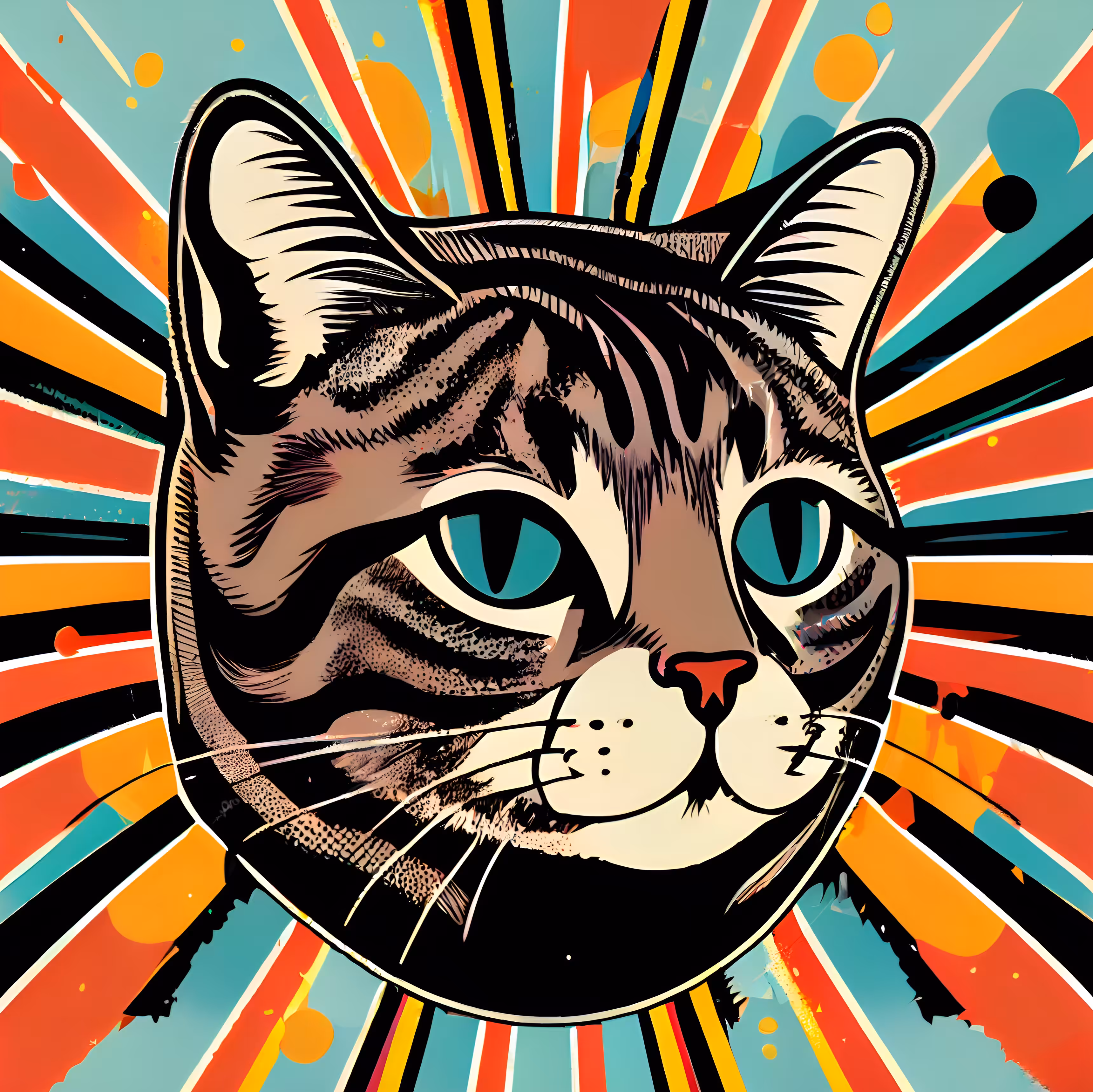 Painted muzzle of a cat on a colored background