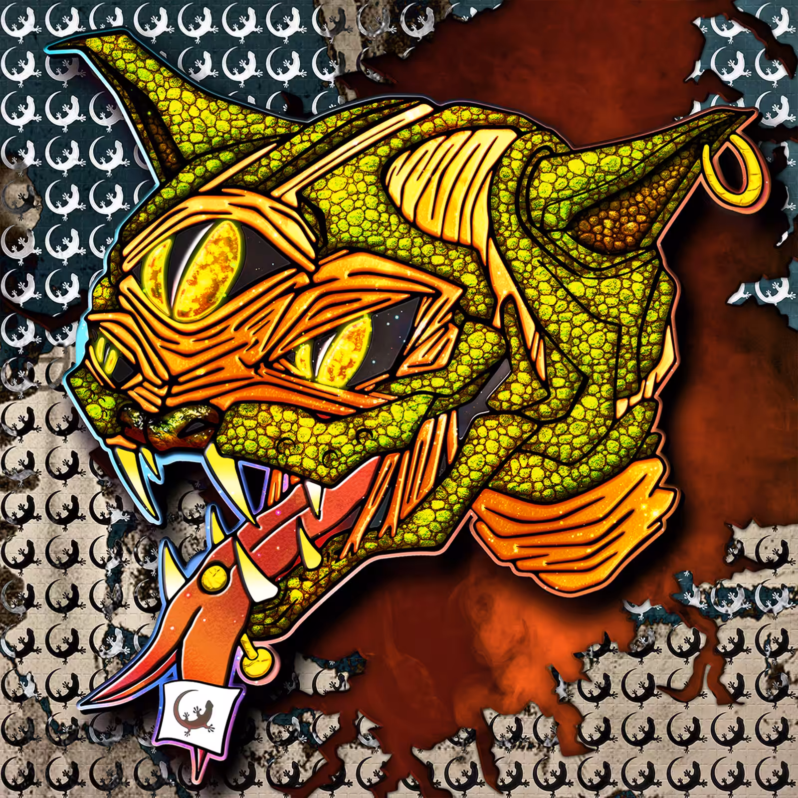 Cosmic Cat 25/33 Illuminati Reptilian Tripper 🐱✨ Limited Edition Collectibles by ViNNi KiNiKi