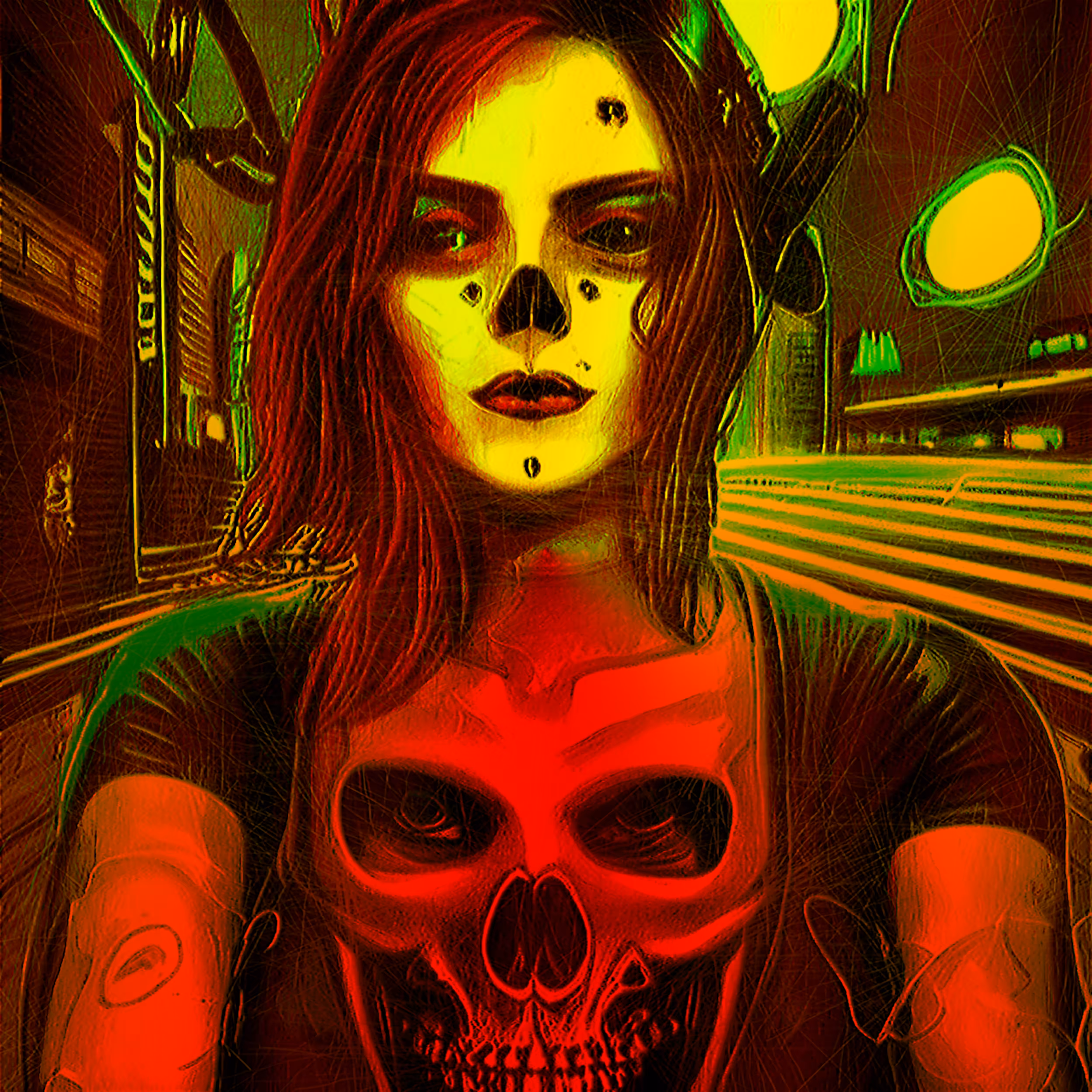 CYBERPUNK SKULL GIRL #2