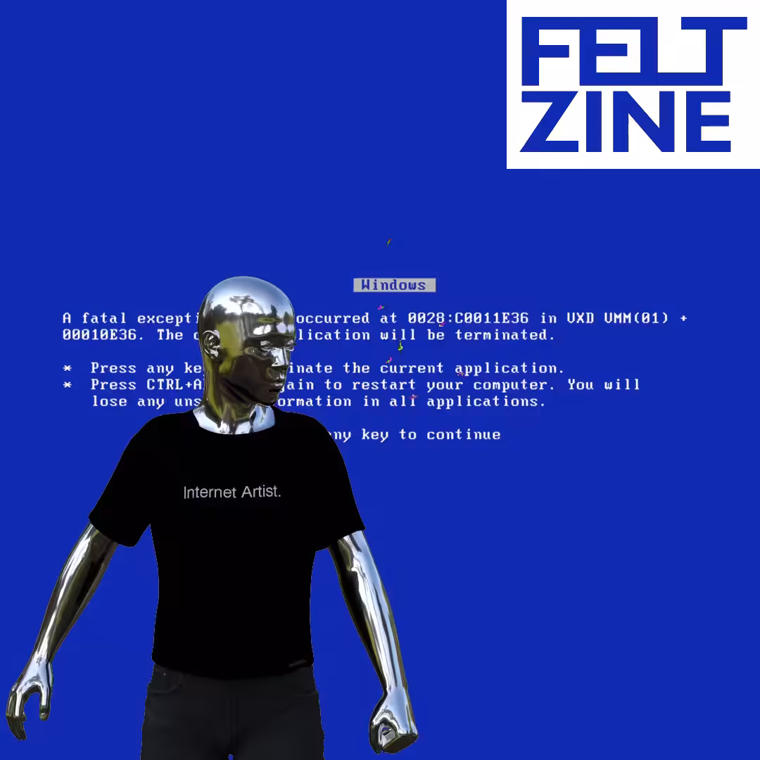 Canvas by Felt Zine: Canvas #239: blue screen. — internet artist. — virus. — white box logo. — bleep