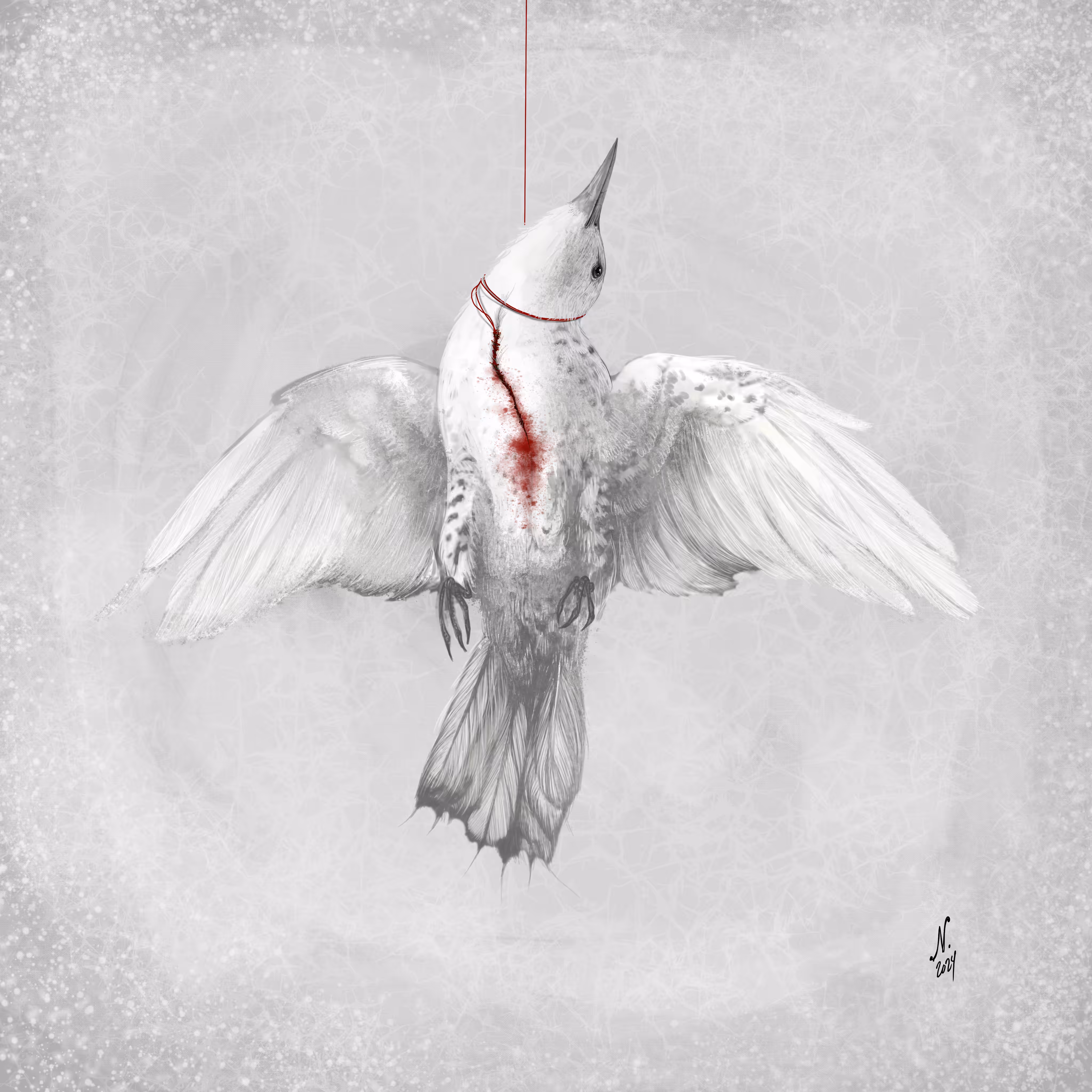Red on white