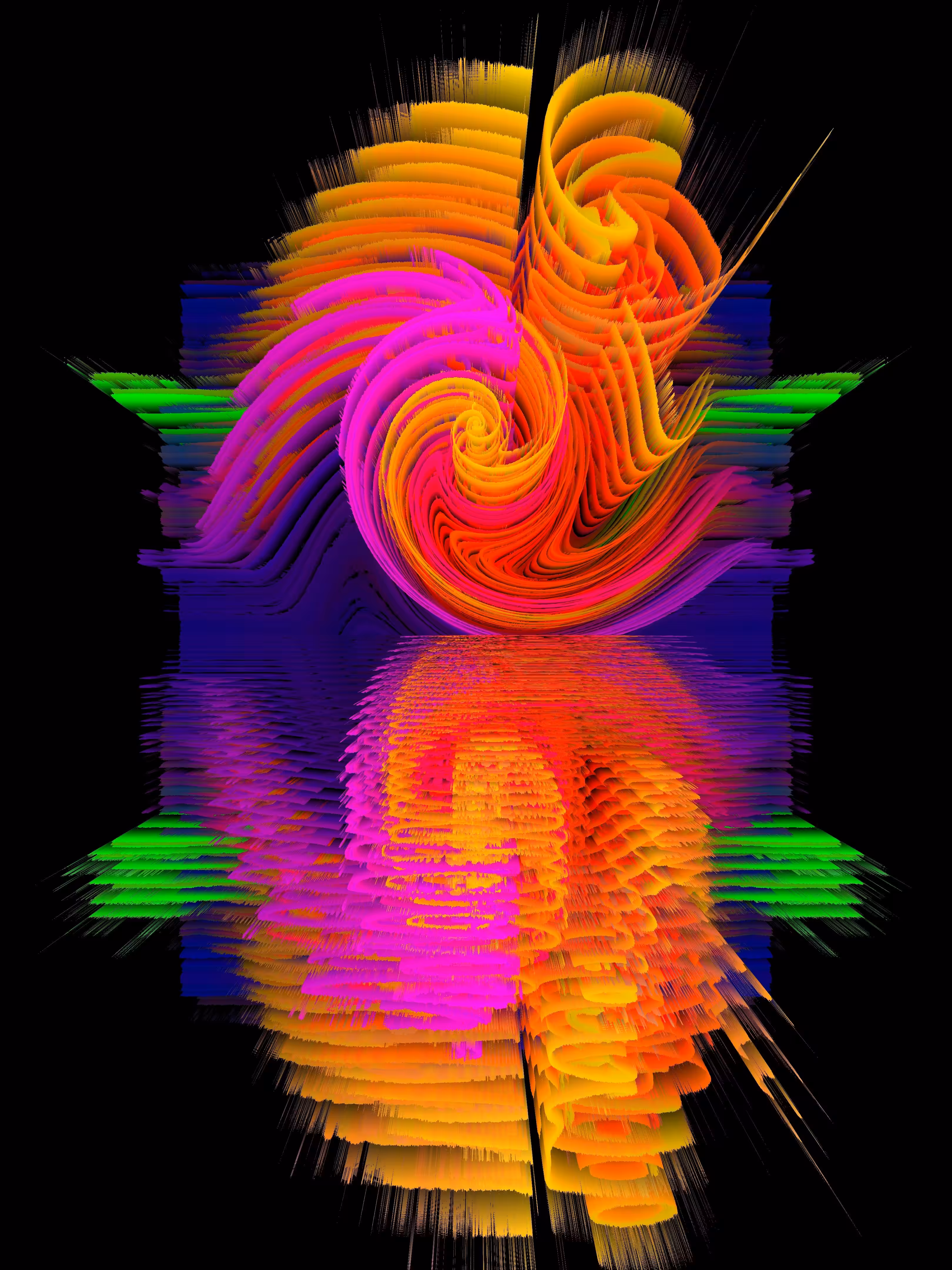 Pink Wave with Green Horizon 