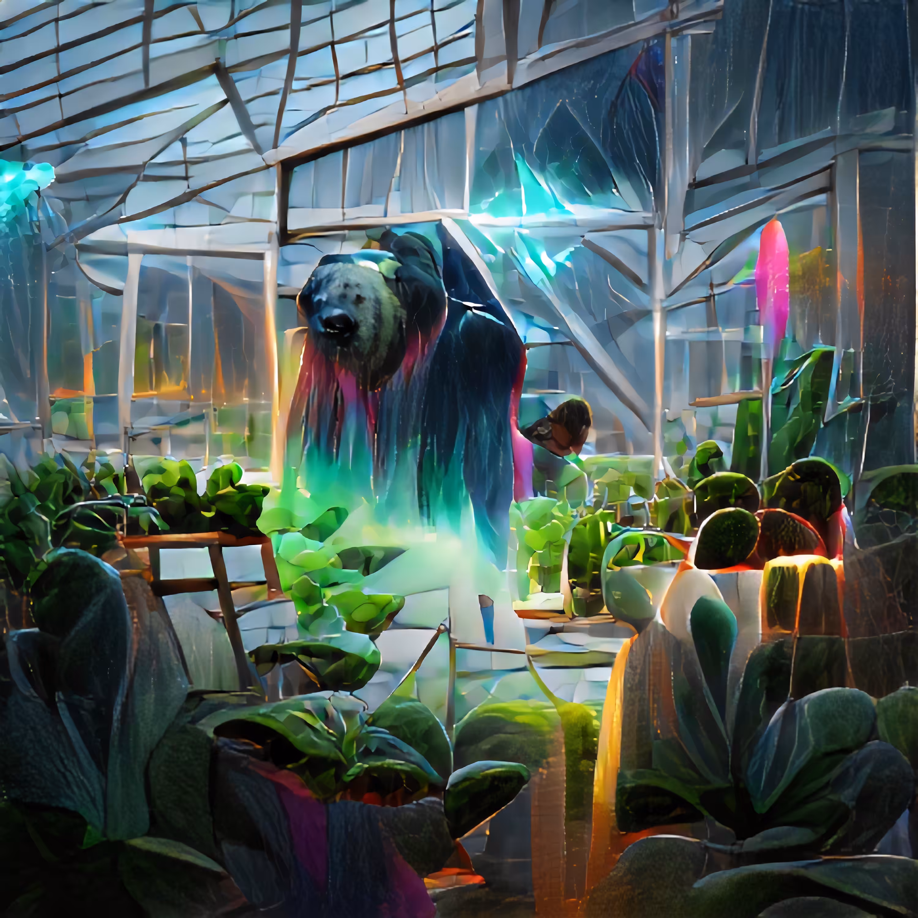 The Northern Lights on Duty in a Greenhouse