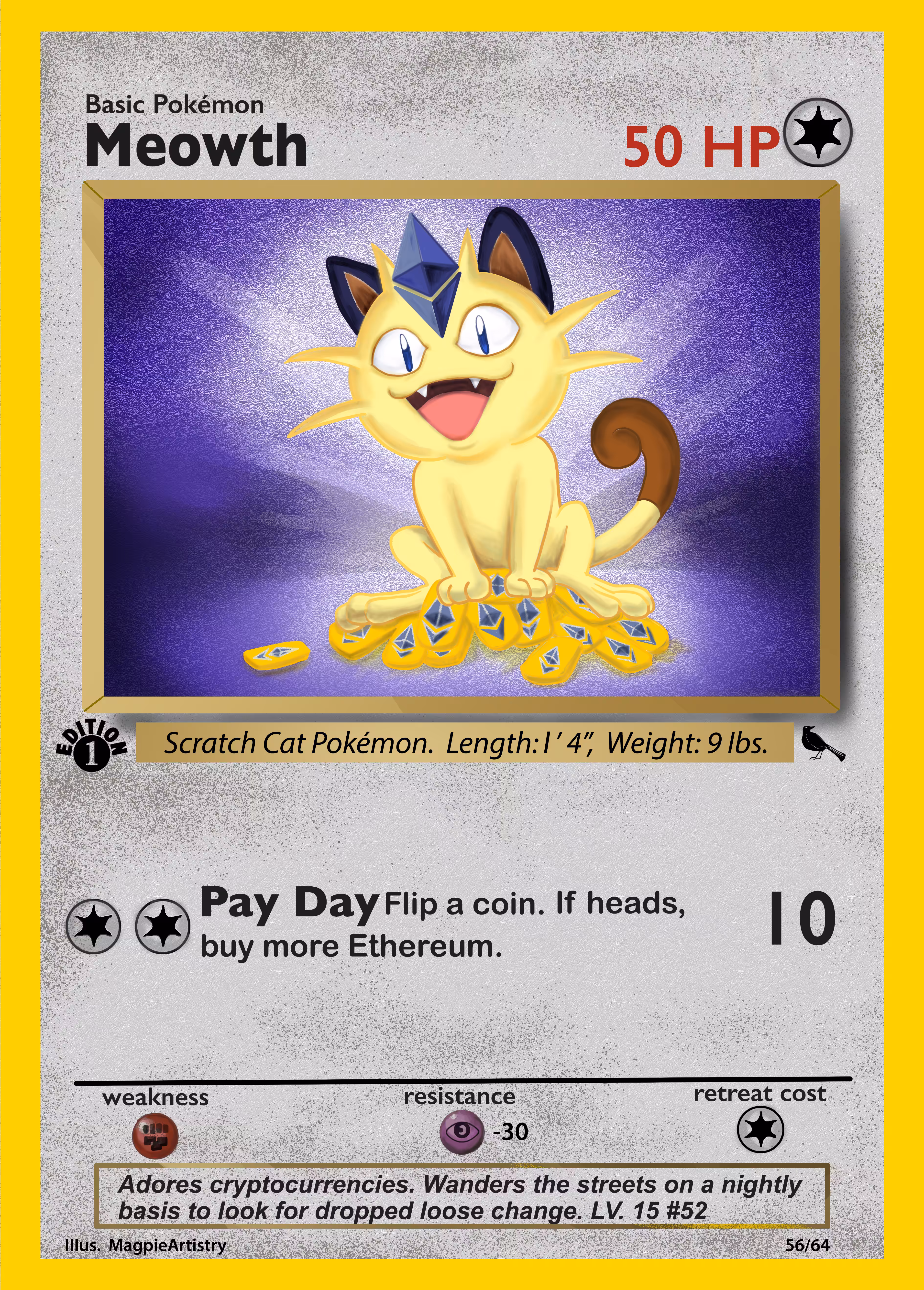 1st Edition Ethereum Meowth -- CryptoMon Series