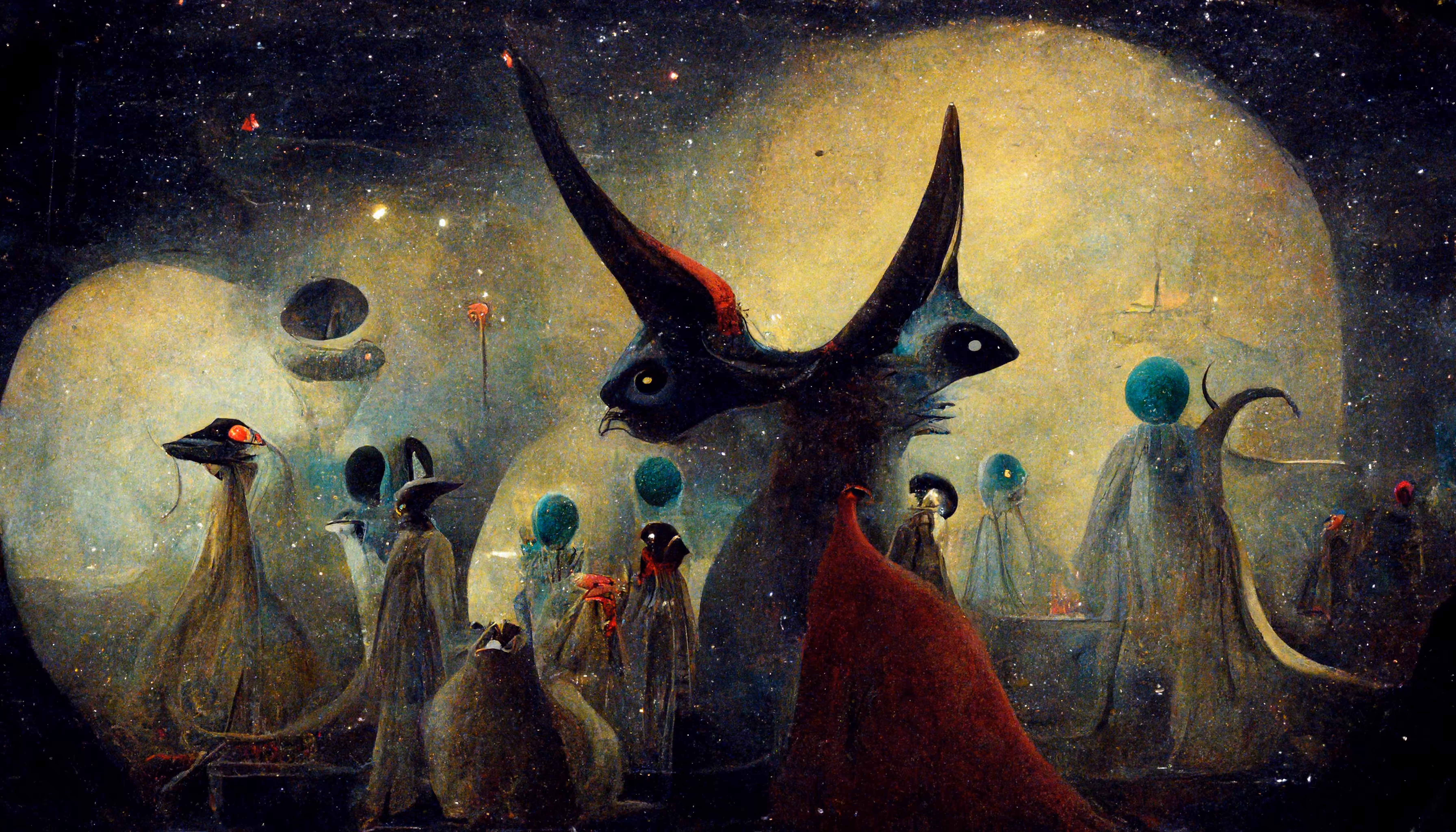 Silent Party of mysterious beings. 
