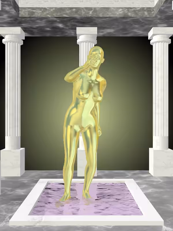 The Arguing Green-Golden Goblet Woman #7001