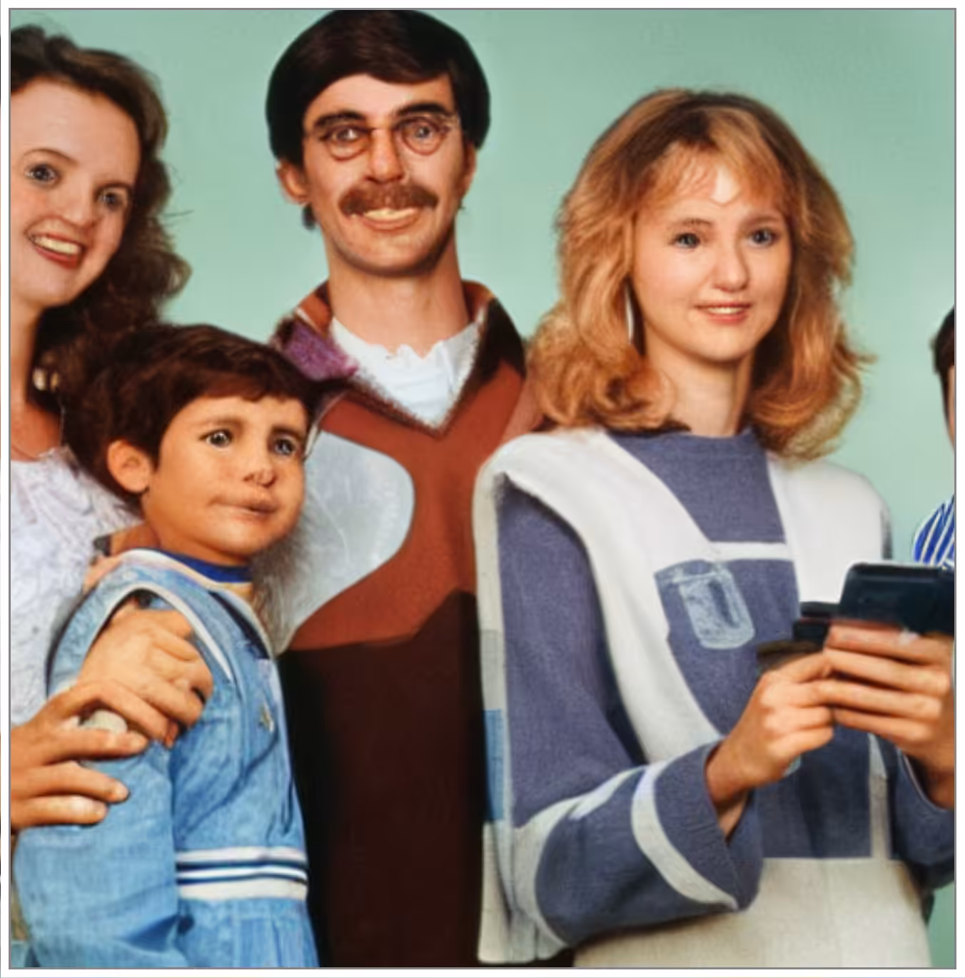 family portrait with smartphone in 1984 #1