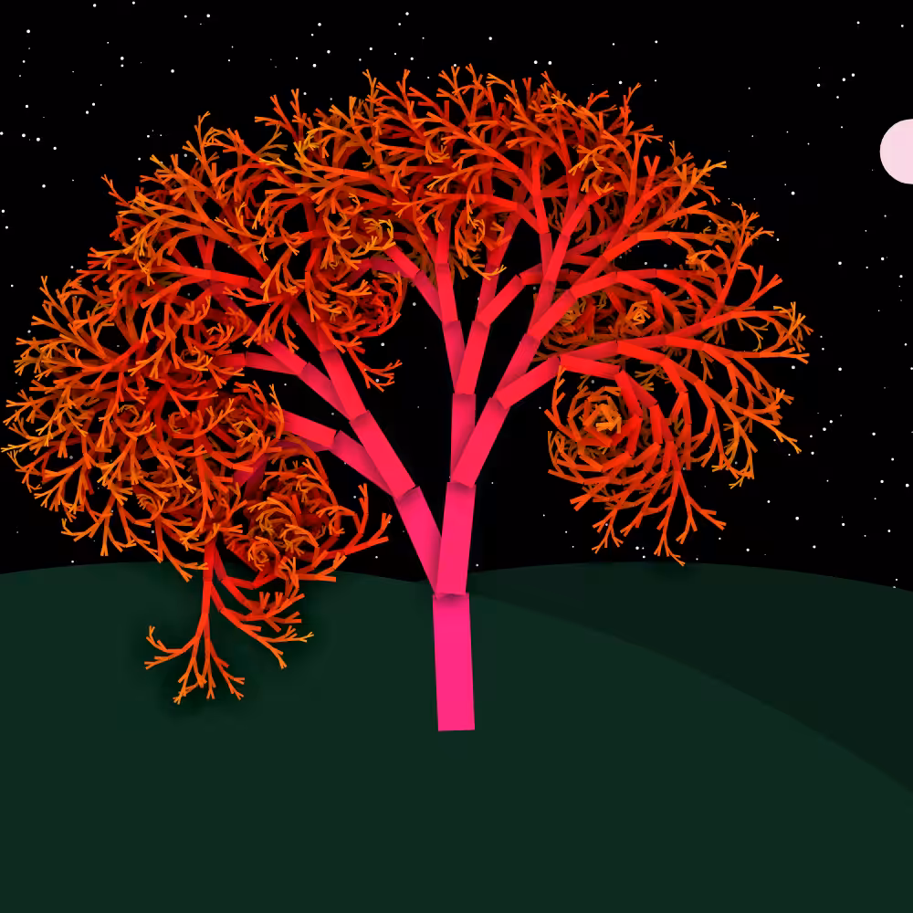Moonlit Trees of Iterative Fractal Chaos #39