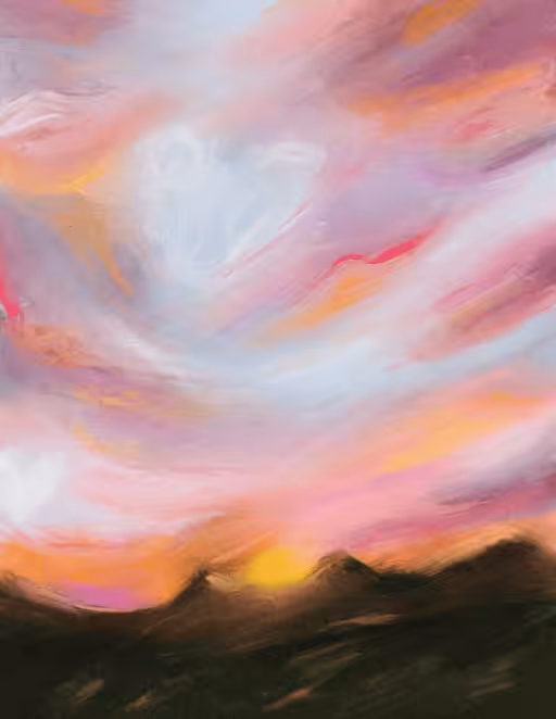 clouds stained the sky, ruined by love