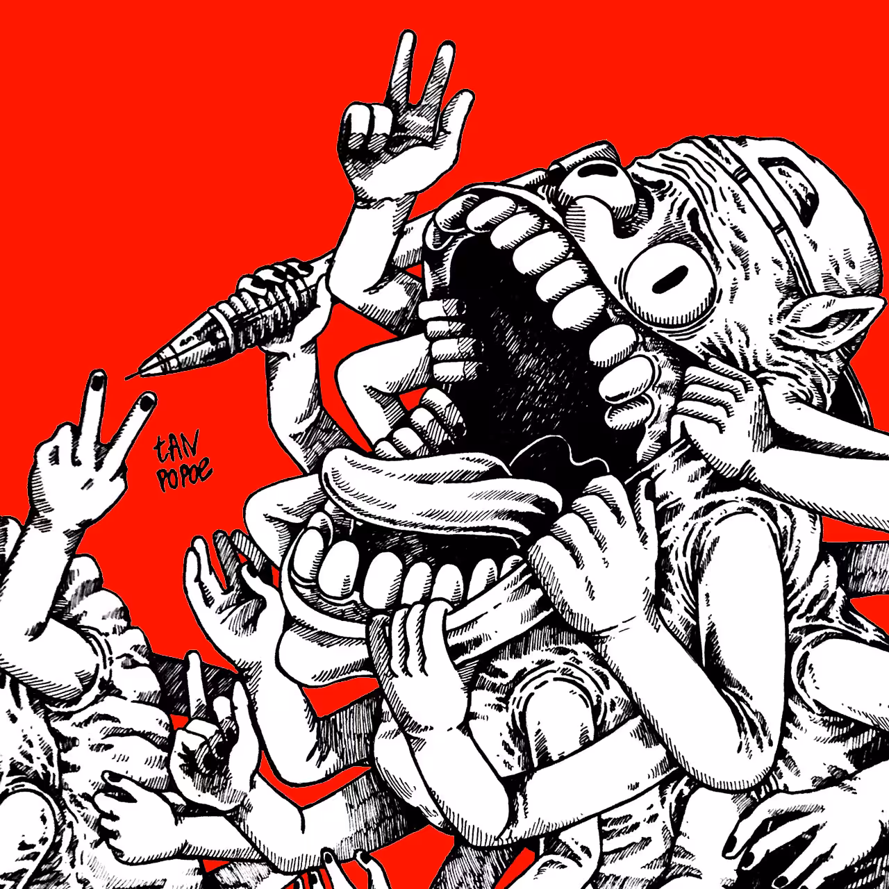 collection tanpopoe: red monster  like to drawing and smoke