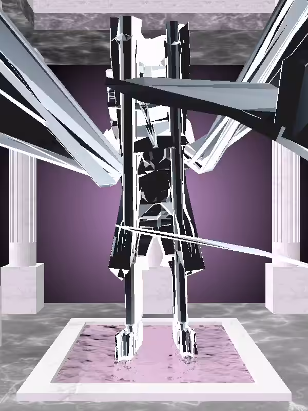 HeavenComputer: The Fragmented Cheering Luminescent Chrome Woman #7451