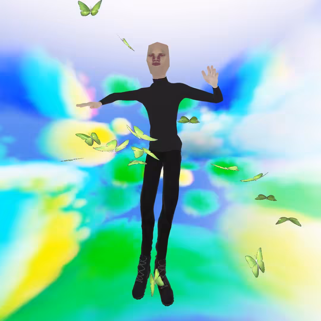 Cloud #14: The Rare Sky Pixel Character With the Green Butterfly.