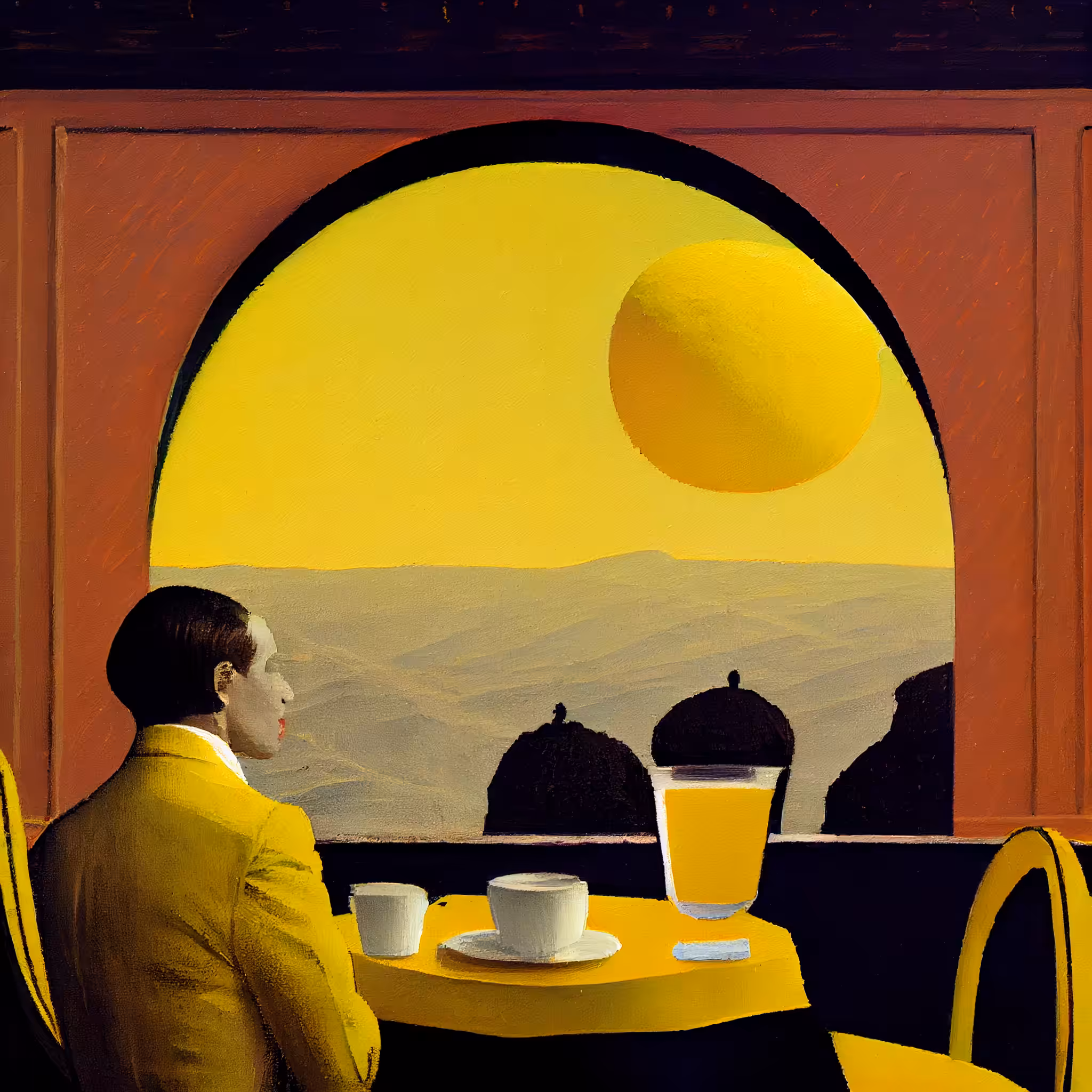 A yellow morning at a diner on Venus