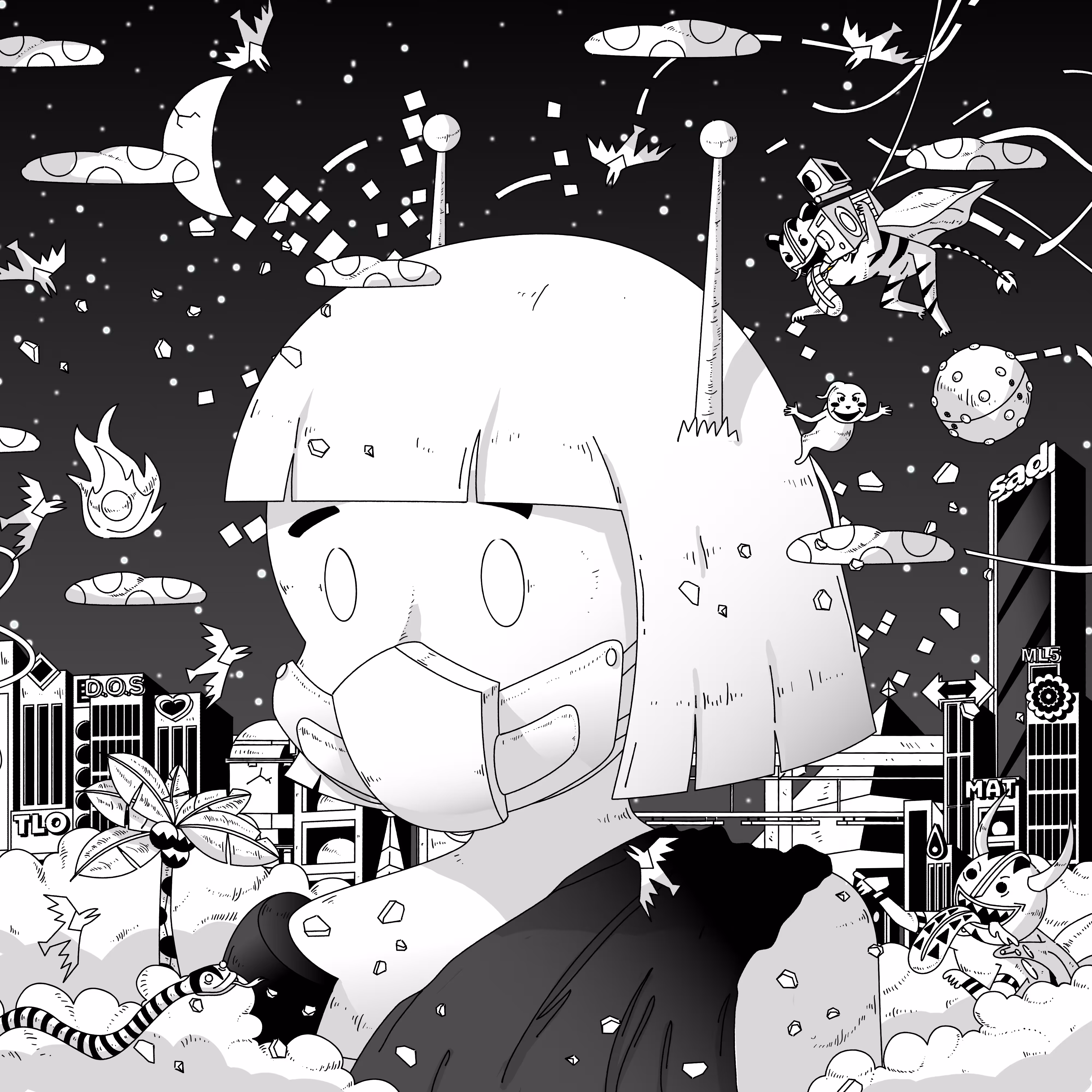Fille Noire Dans Le Chaos
