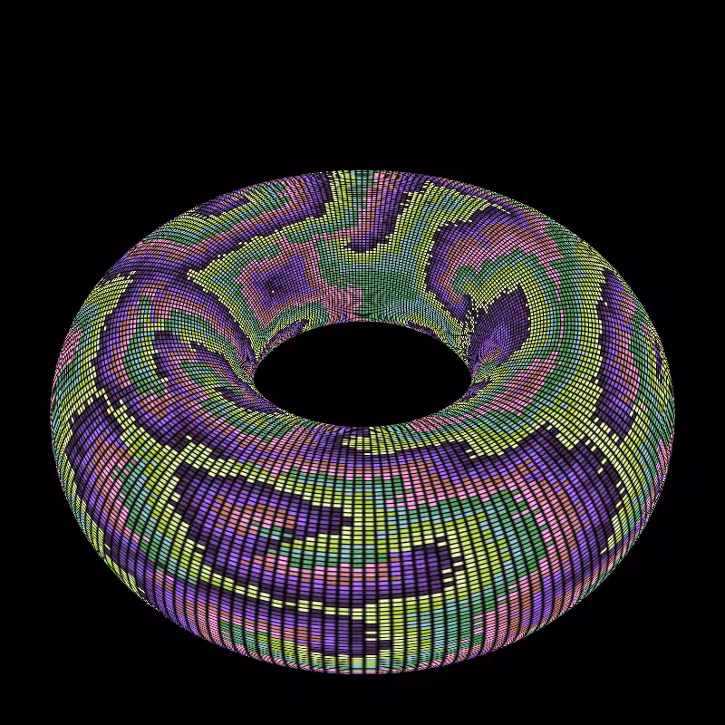 Reaction Diffusion on a Torus #2