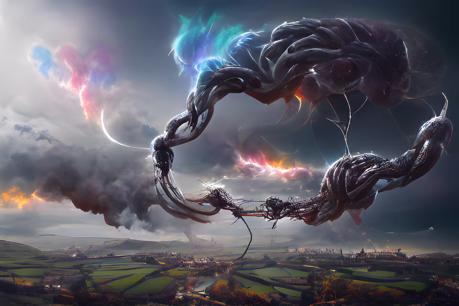Twisting and swirling, from the darkness into oblivion
