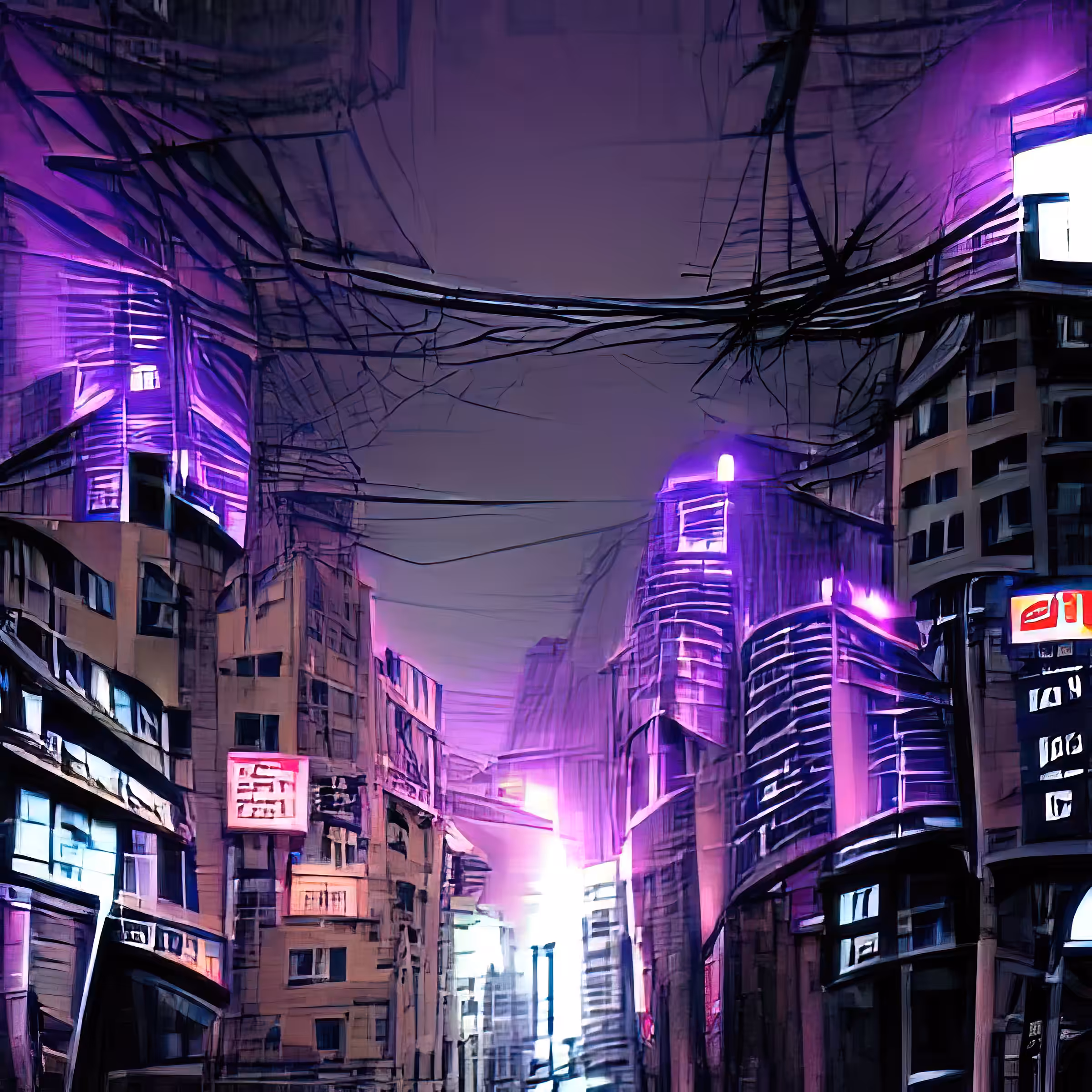 streets of cyberpunk city purple light zOWOuw0g5sacSgW9F4w0
