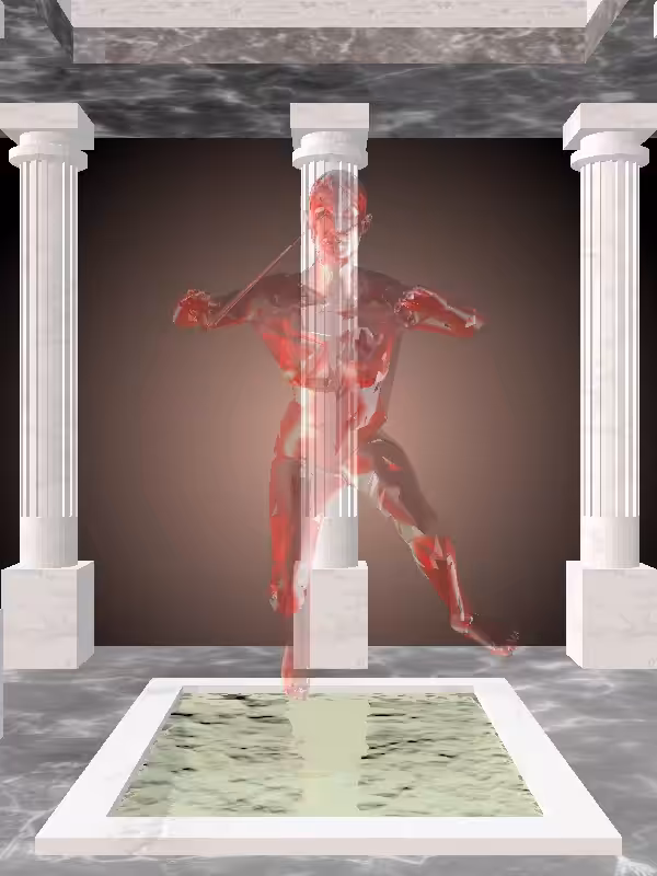 HeavenComputer: The Fading Treading Water Bright Red Woman #6202