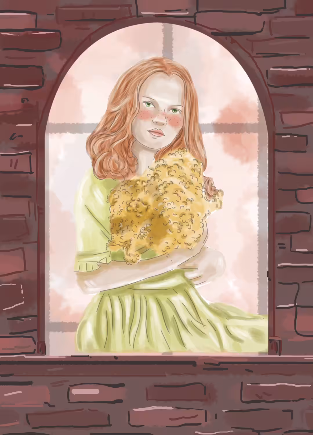 little girl carrying lonely flowers