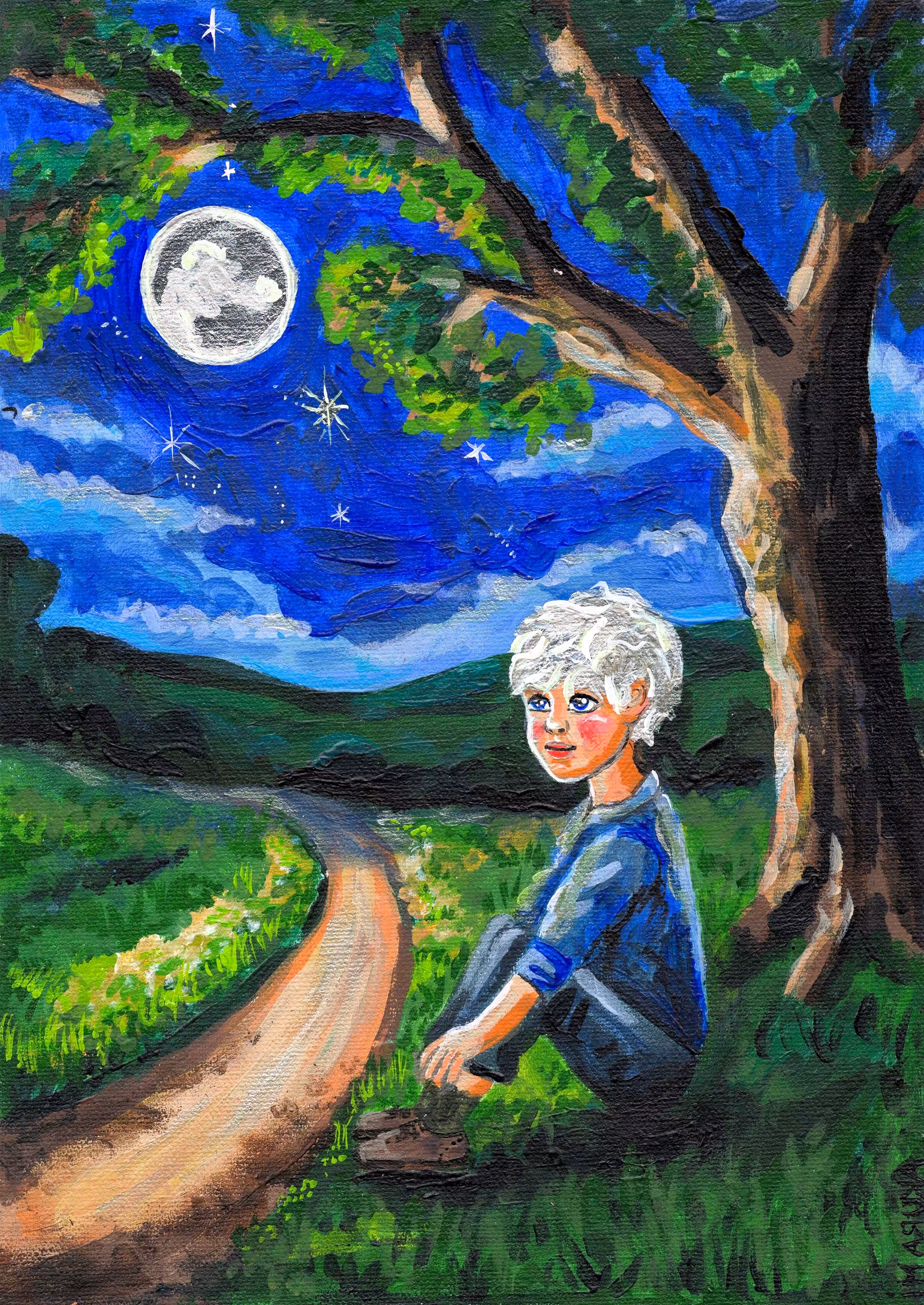 Boy With A Moon And Star On His Head
