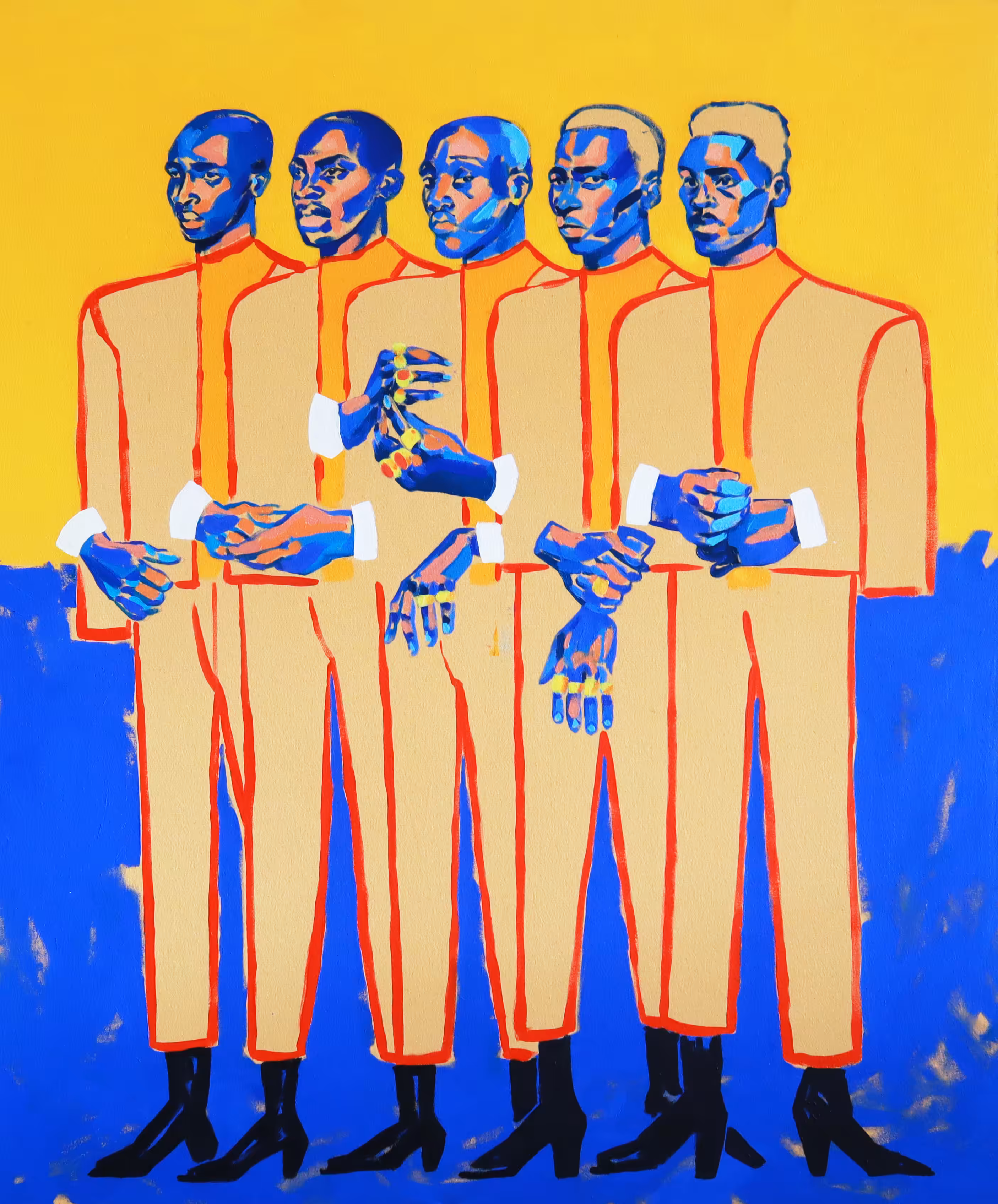 Forward men  Oil on canvas 145 x 135 cm