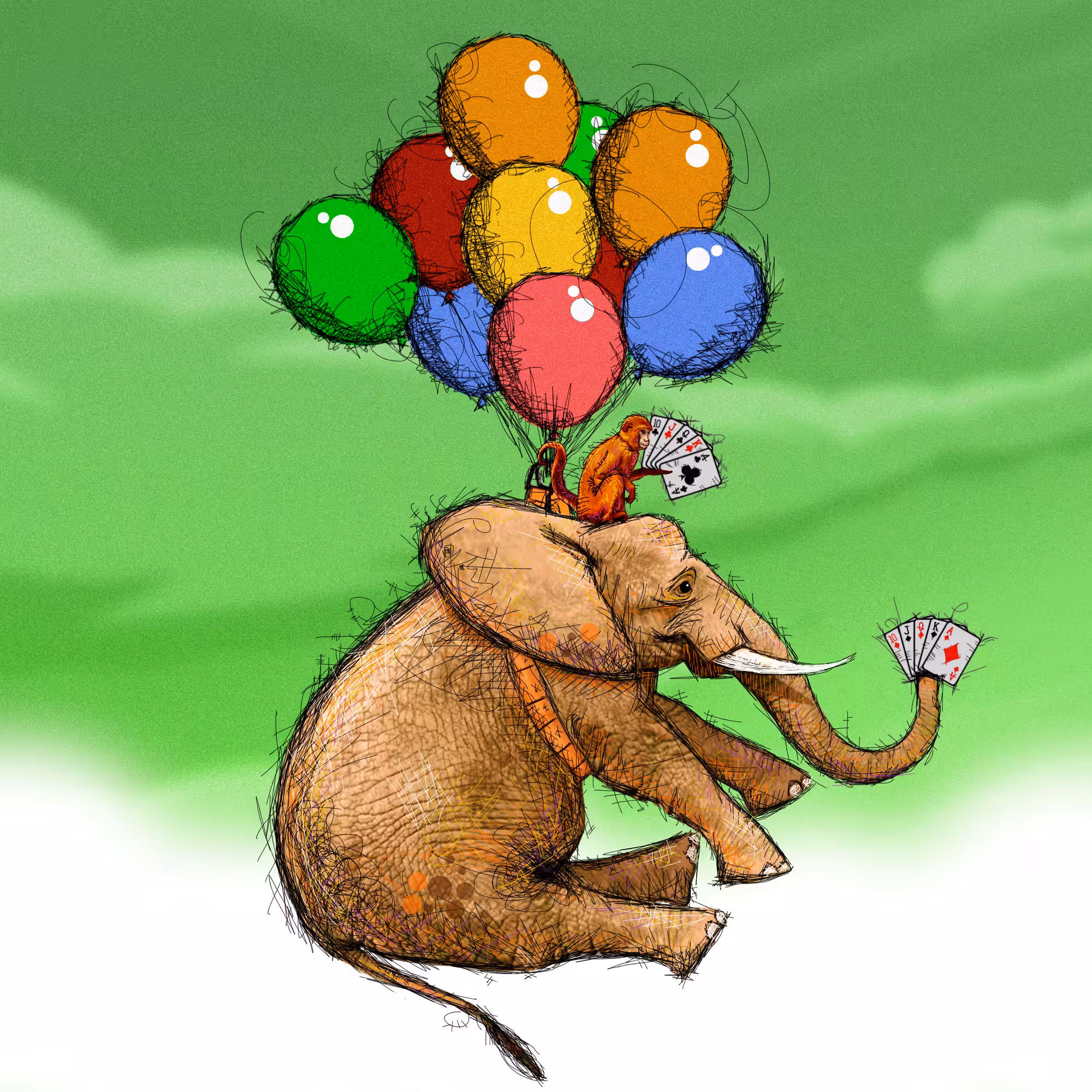Playing Poker - Elephant