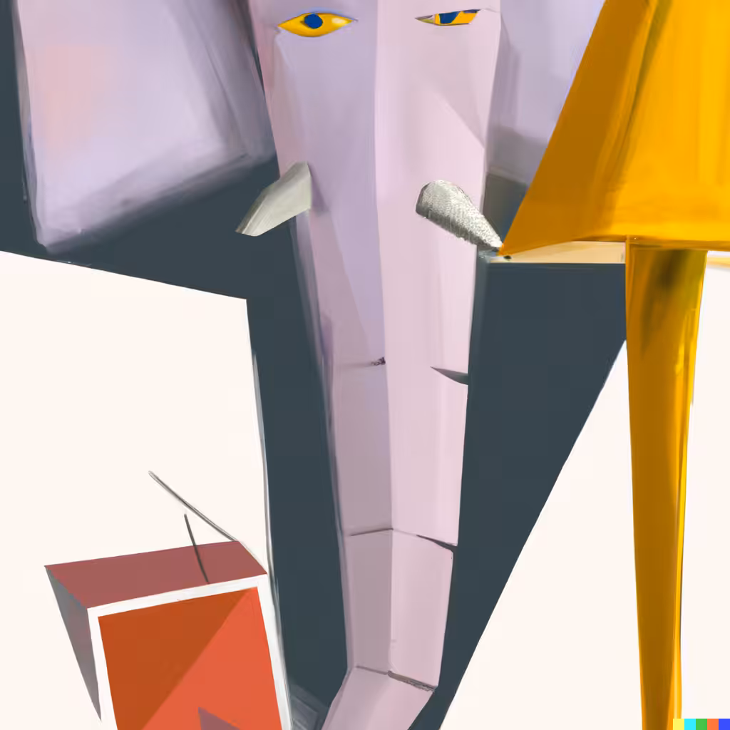 An elephant in the room who no one speaks about hides behind the lamp.