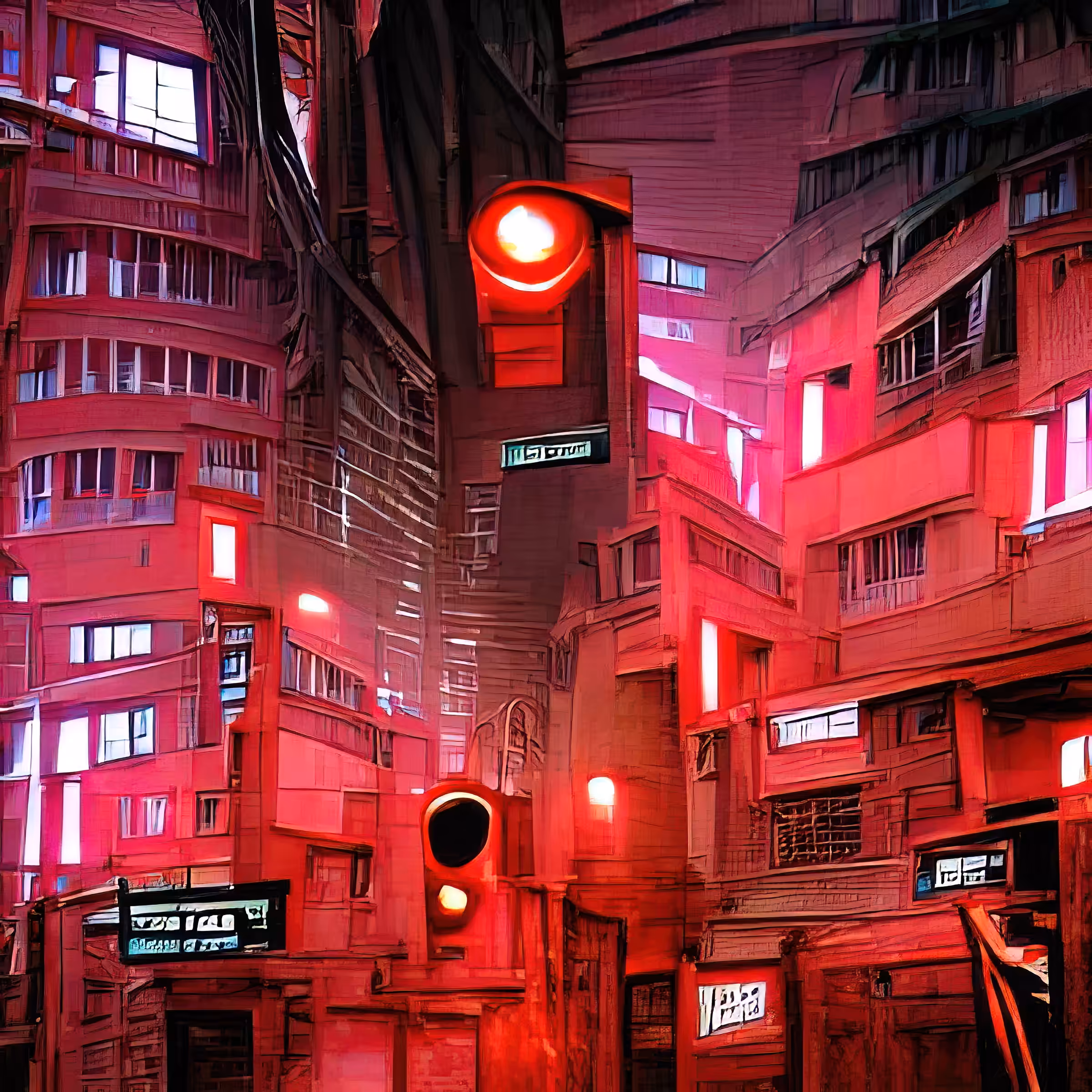 Cyberscapes: streets of cyberpunk city red light VDZbUPAyCsI7i8sUPJT9