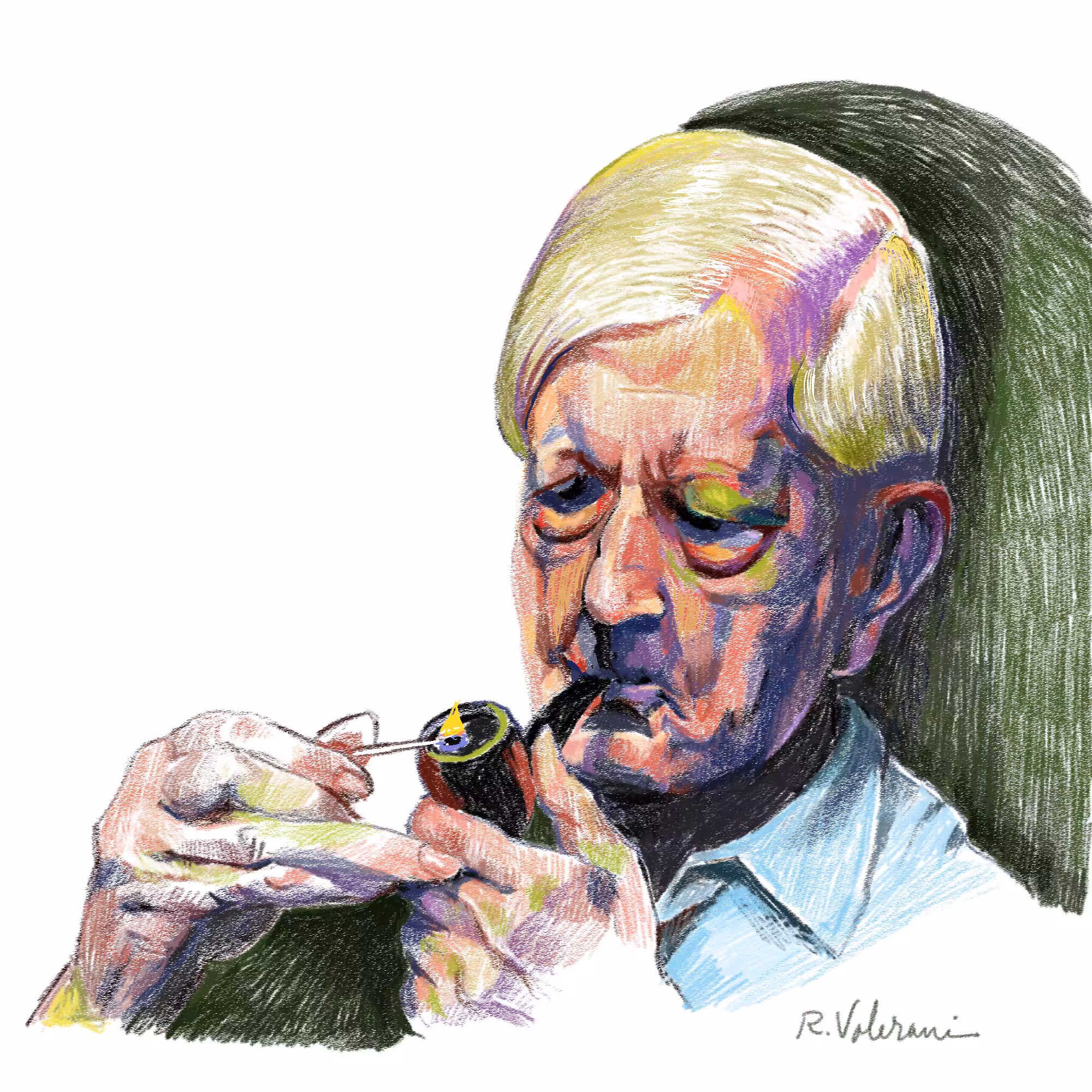 Giorgio de Chirico smoking a pipe