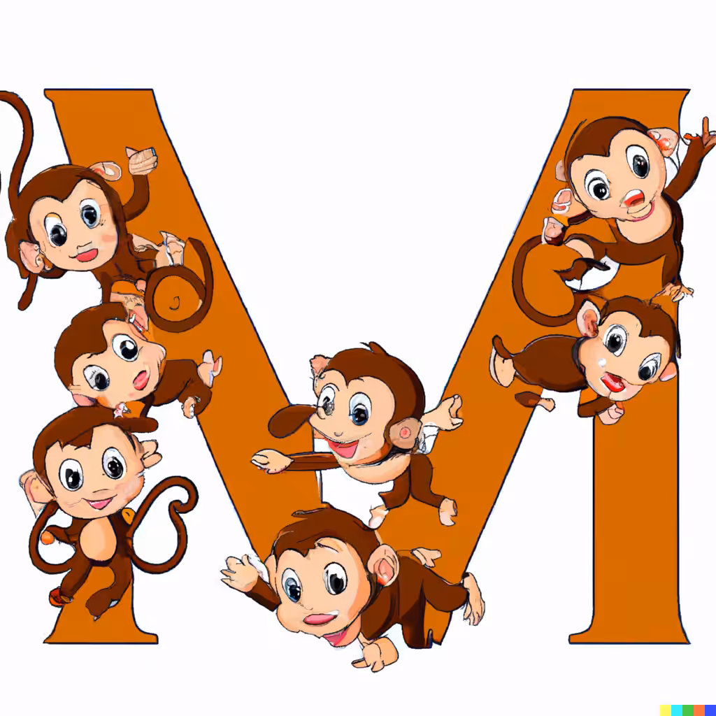 Letter M surrounded by Monkeys