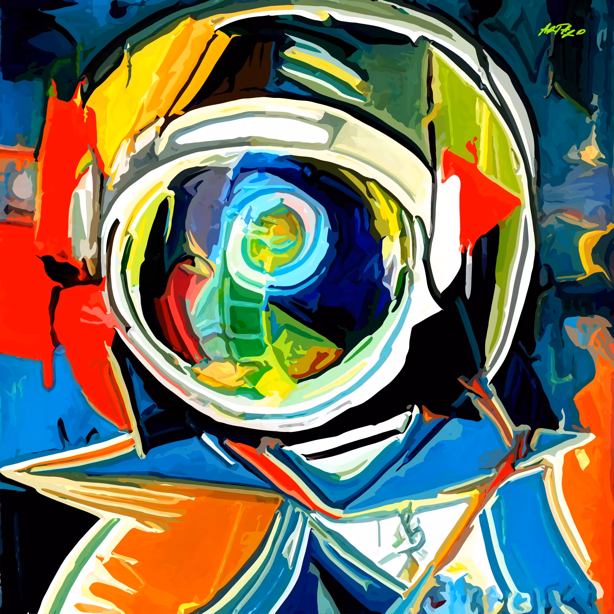 Infinite Reflections – The Astronaut's Vision 20x20 inch