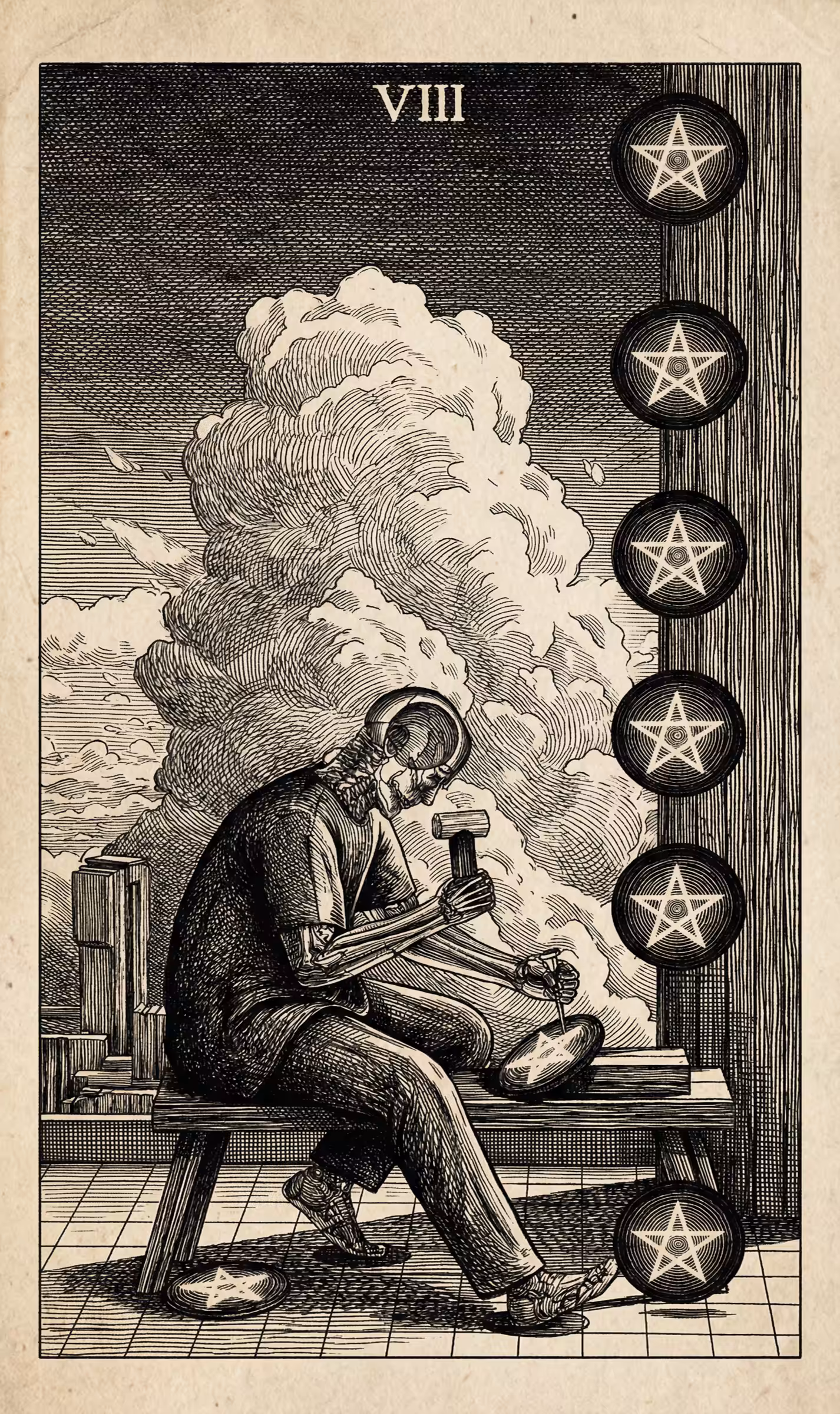 The Fool's Journey: 8 of Pentacles — Litho