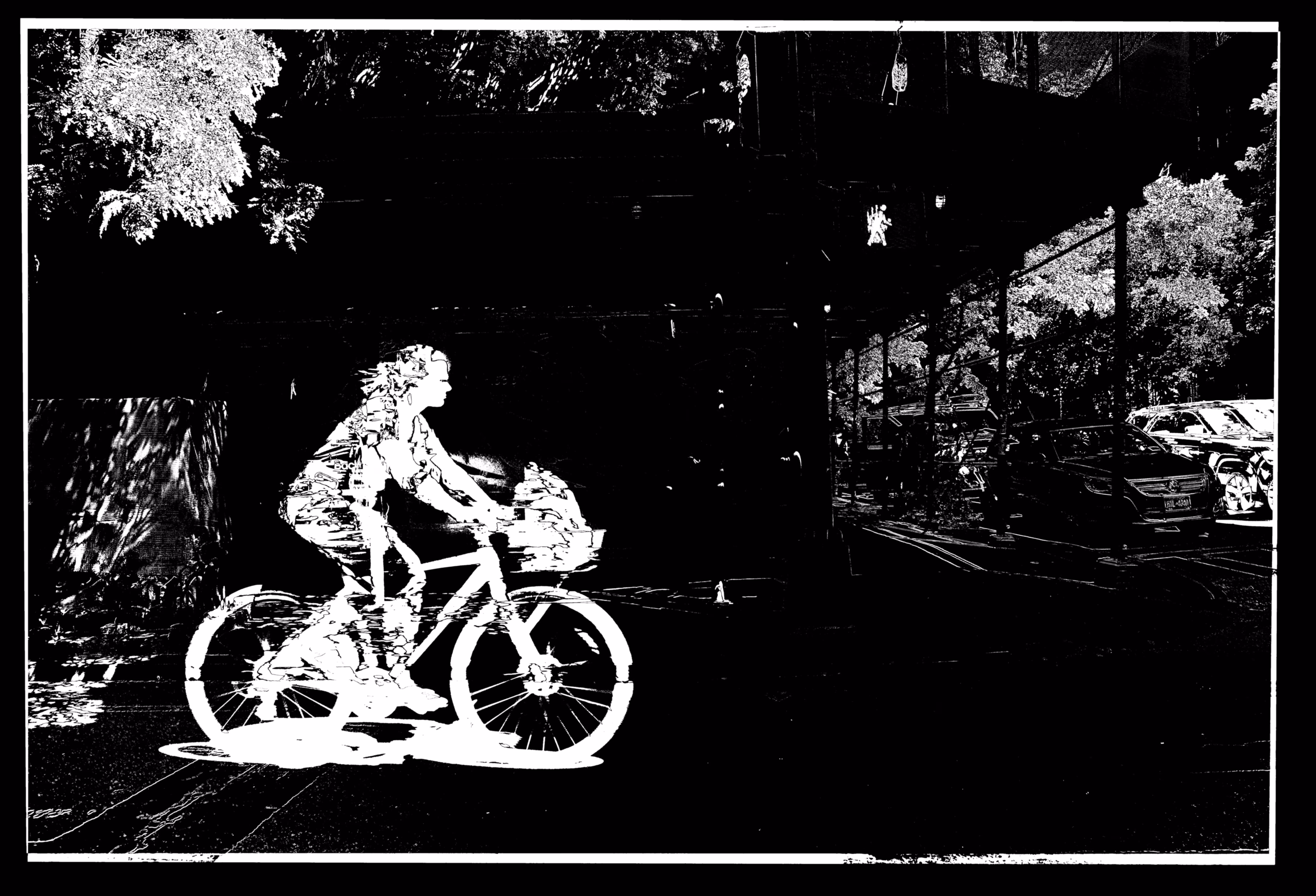 “Bicyclist on 9th” Alpha channel of “Un-Still Life: Peeled Posters on 9th Avenue, View 3 "