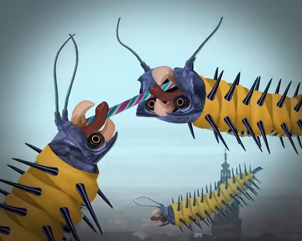 Wormhole-Compliant Larvae Struggling Over Candy