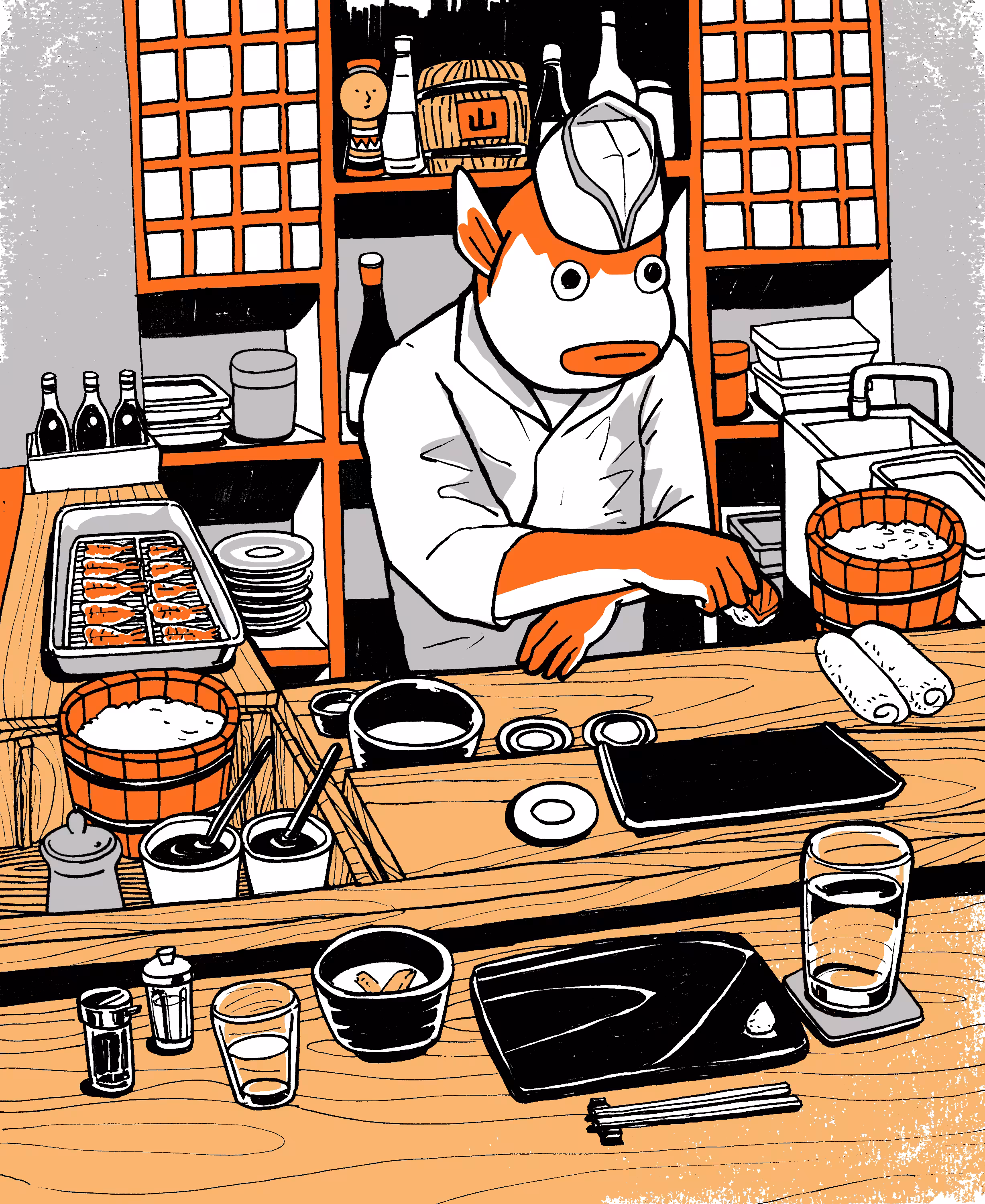 Sushi restaurant with master chef