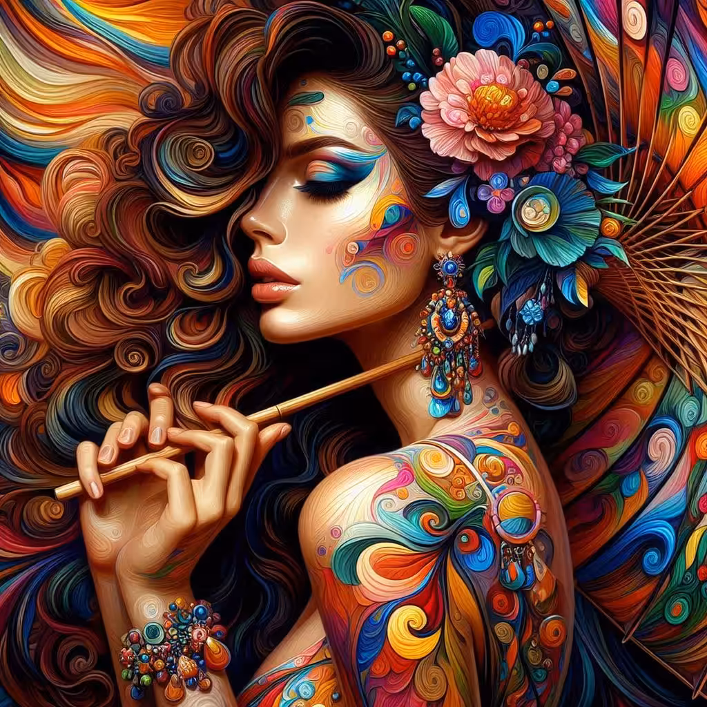DigiWork: The Girl with Colorful Umbrella #2