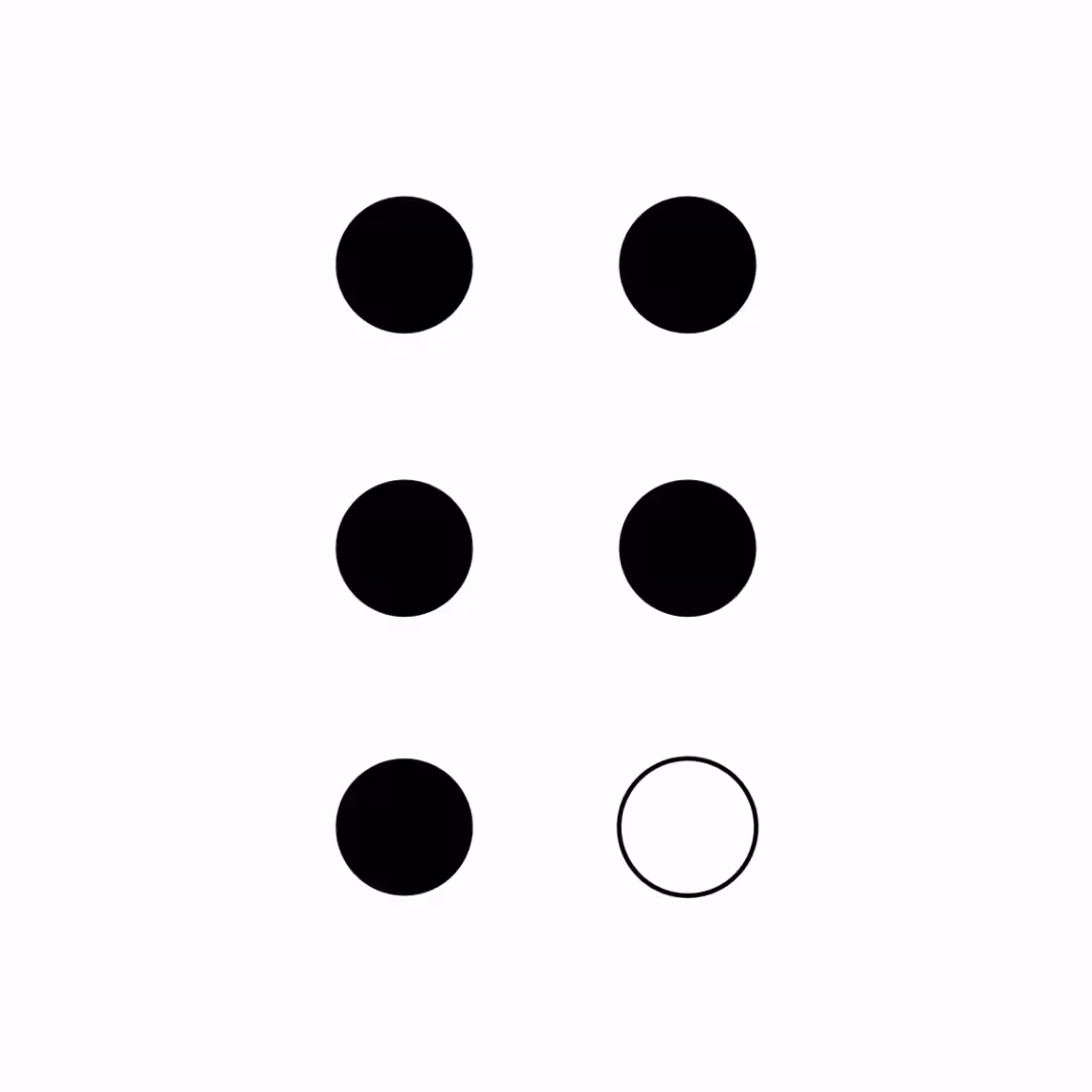 Braille Cells: The Audio/Visual Alphabet With Numbers: Braille Cell: Q