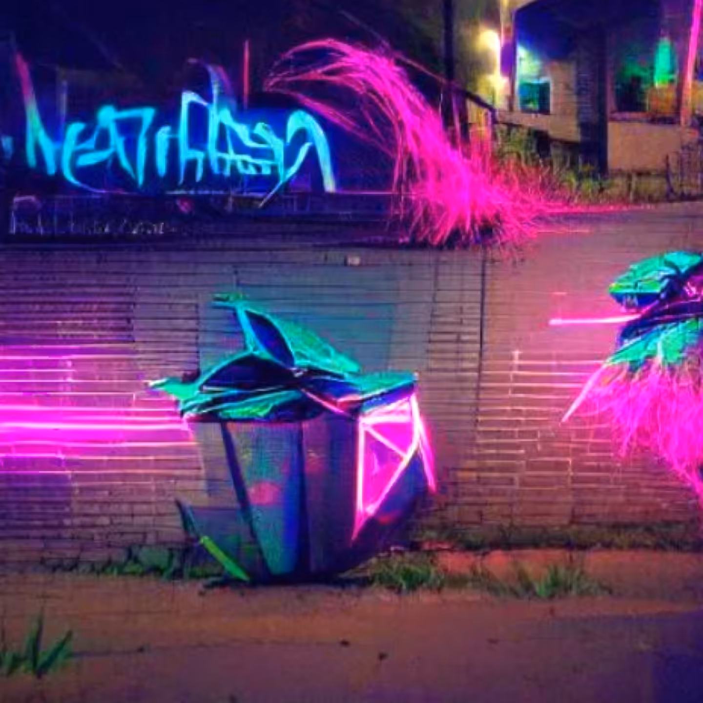 Trash Art At Midnight In The City